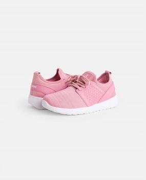 Girls Enjoy Lace Up Sneaker In Pink Comfort Wear Abrasion Proof Stitching