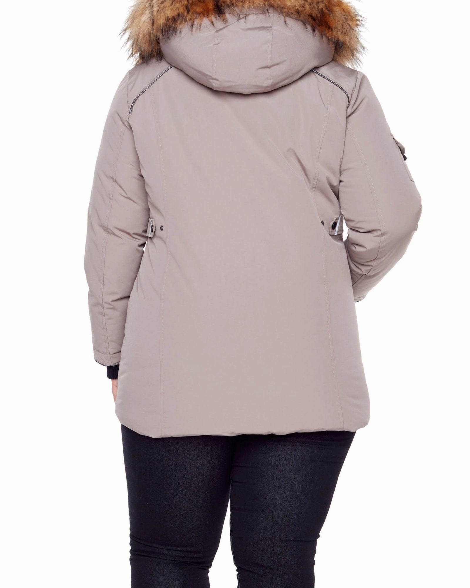 GLACIER | Vegan Down Recycled Parka Winter Jacket | Taupe Cap Wind Resistant Wear