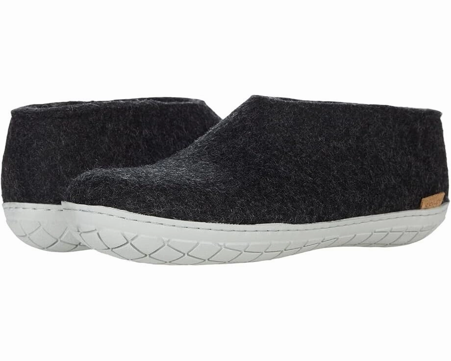 Glerups Slipper Unisex M10/W12 Charcoal Wool Round Toe Slip-On Comfort KHD451 Chill Time