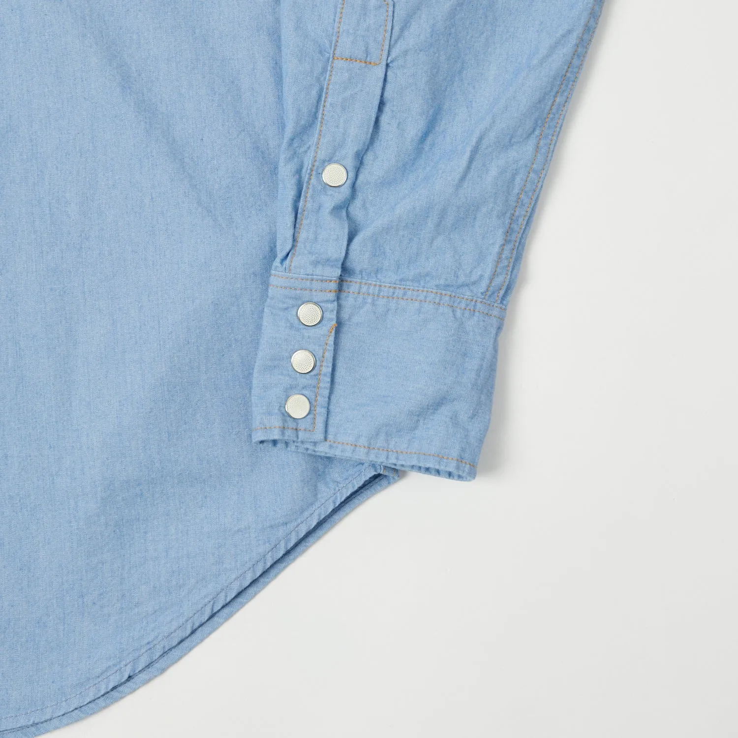 Dubbleworks Lot. 43001 Chambray Western Shirt - Sax Blue Urban Trend