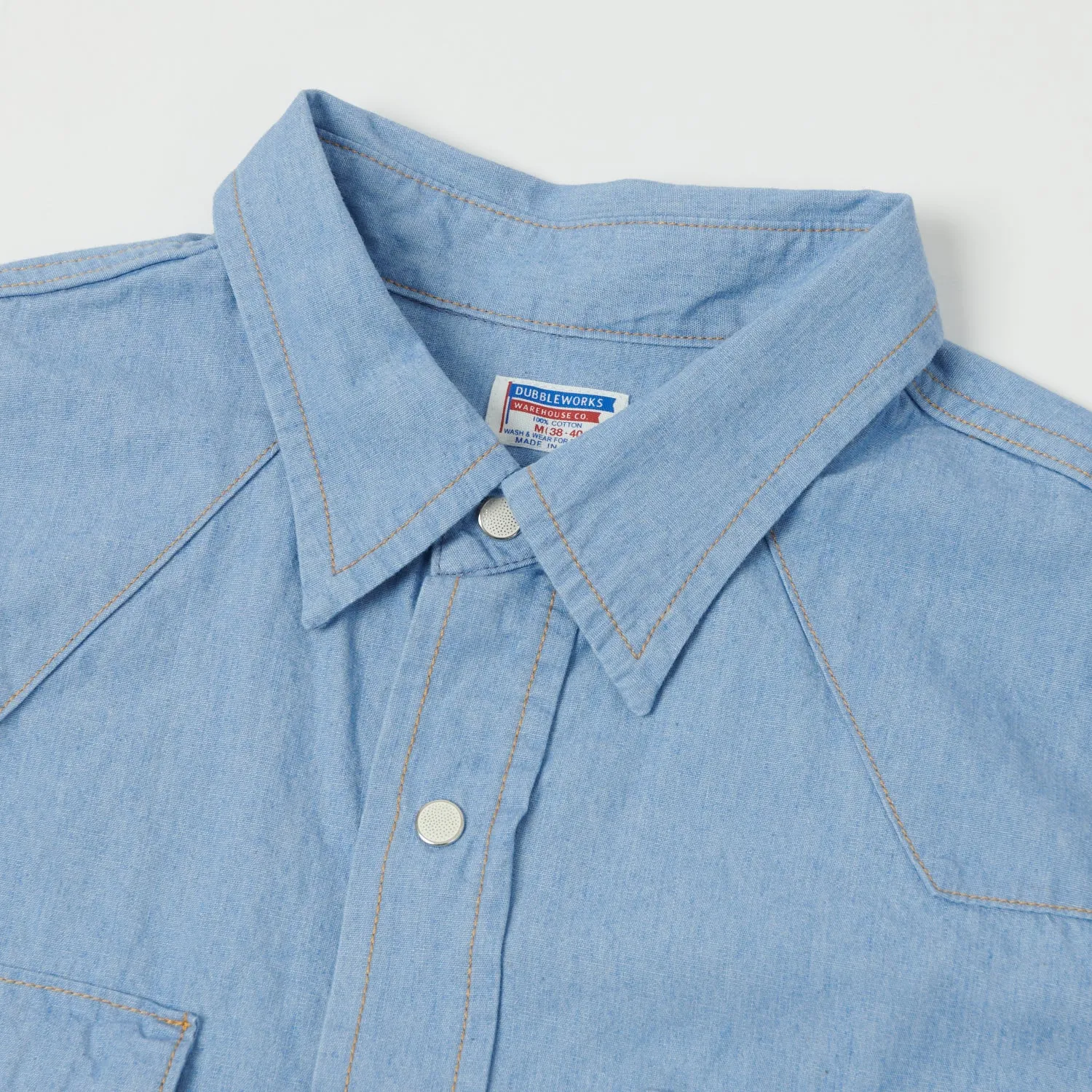 Spring Collection Timeless elegance Dubbleworks Lot. 43001 Chambray Western Shirt - Sax Blue