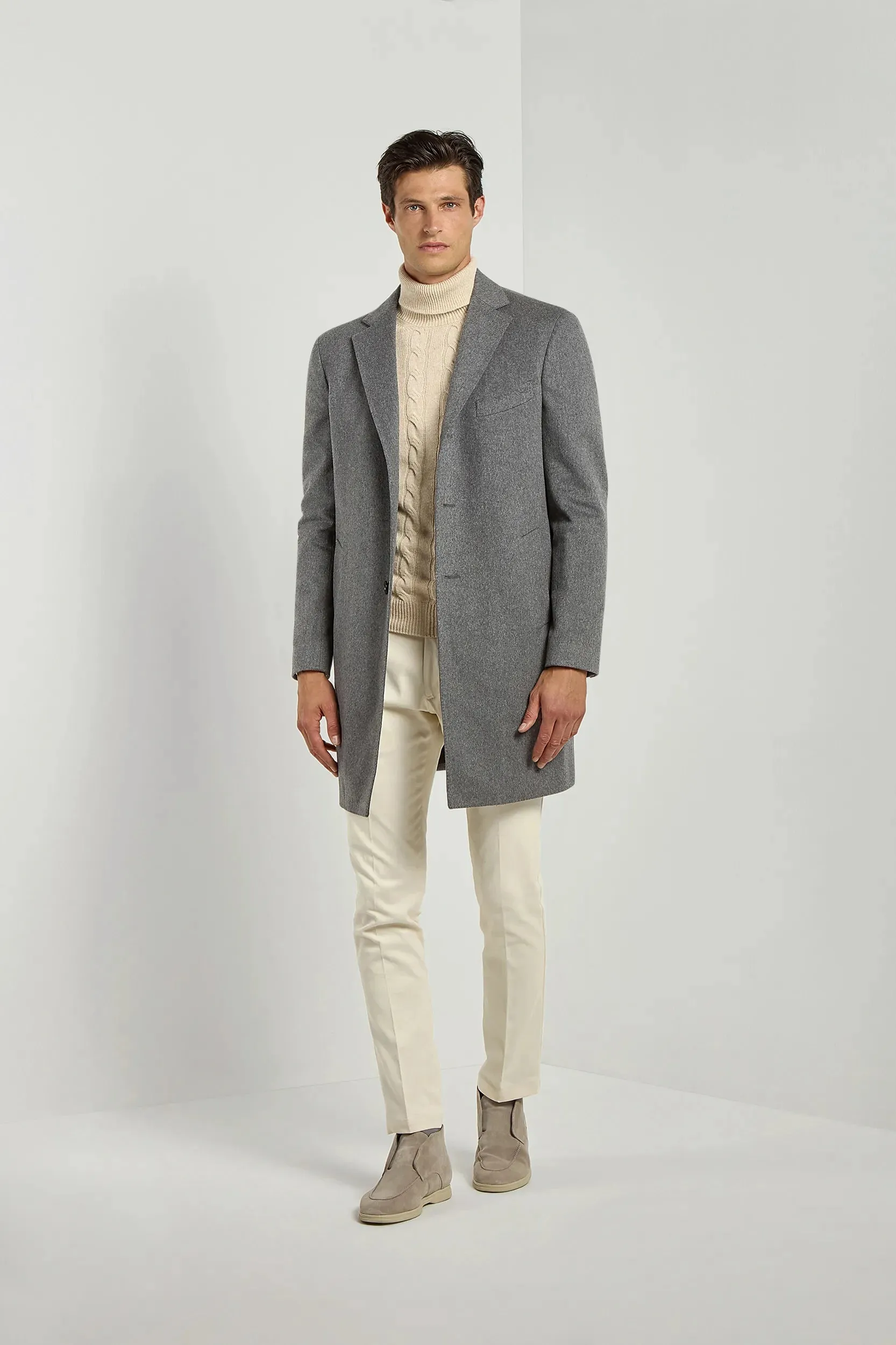 Grey overcoat - Made in Italy All Season Water Repellent Finish