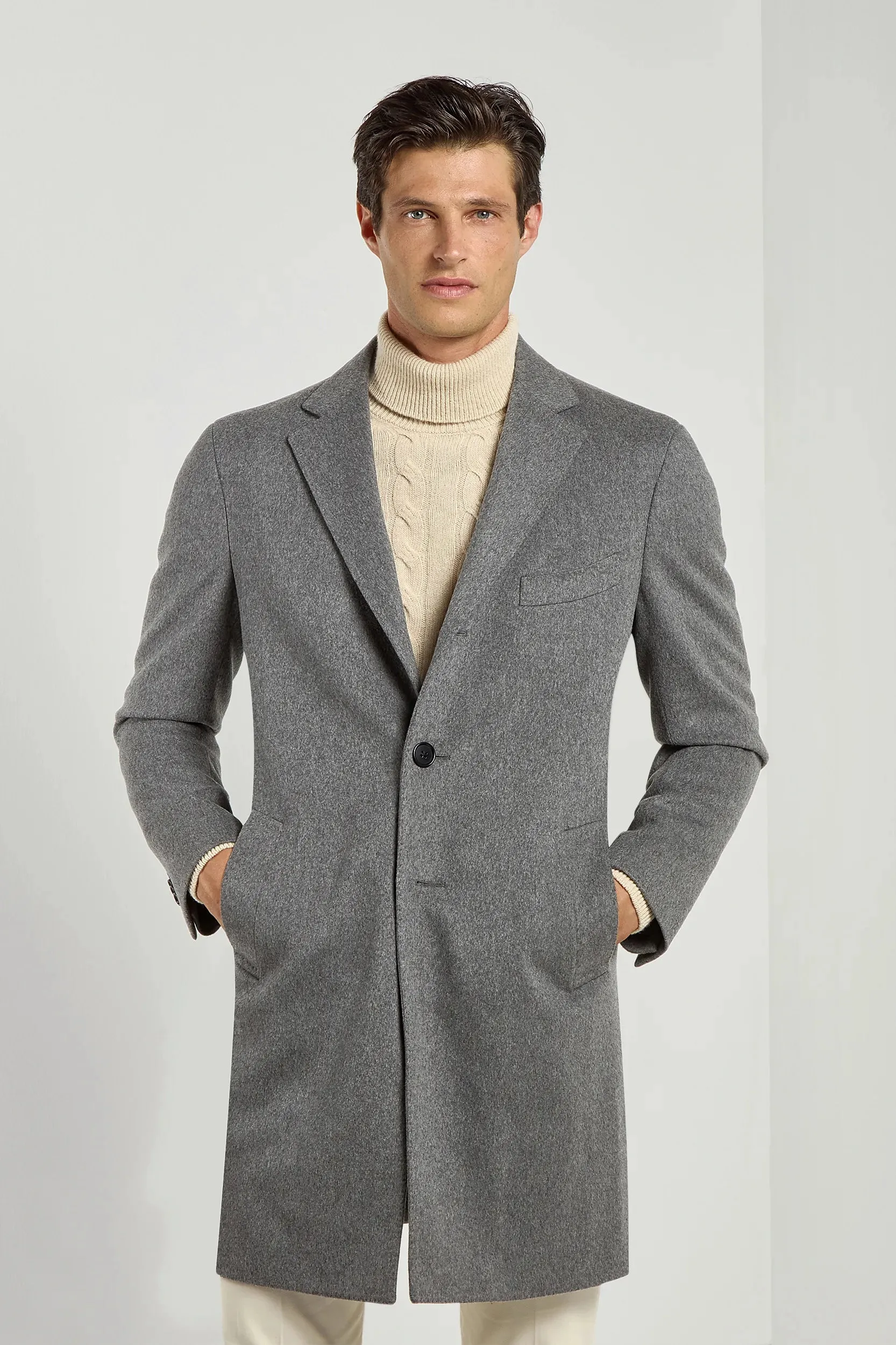 Articulated Knees Grey overcoat - Made in Italy