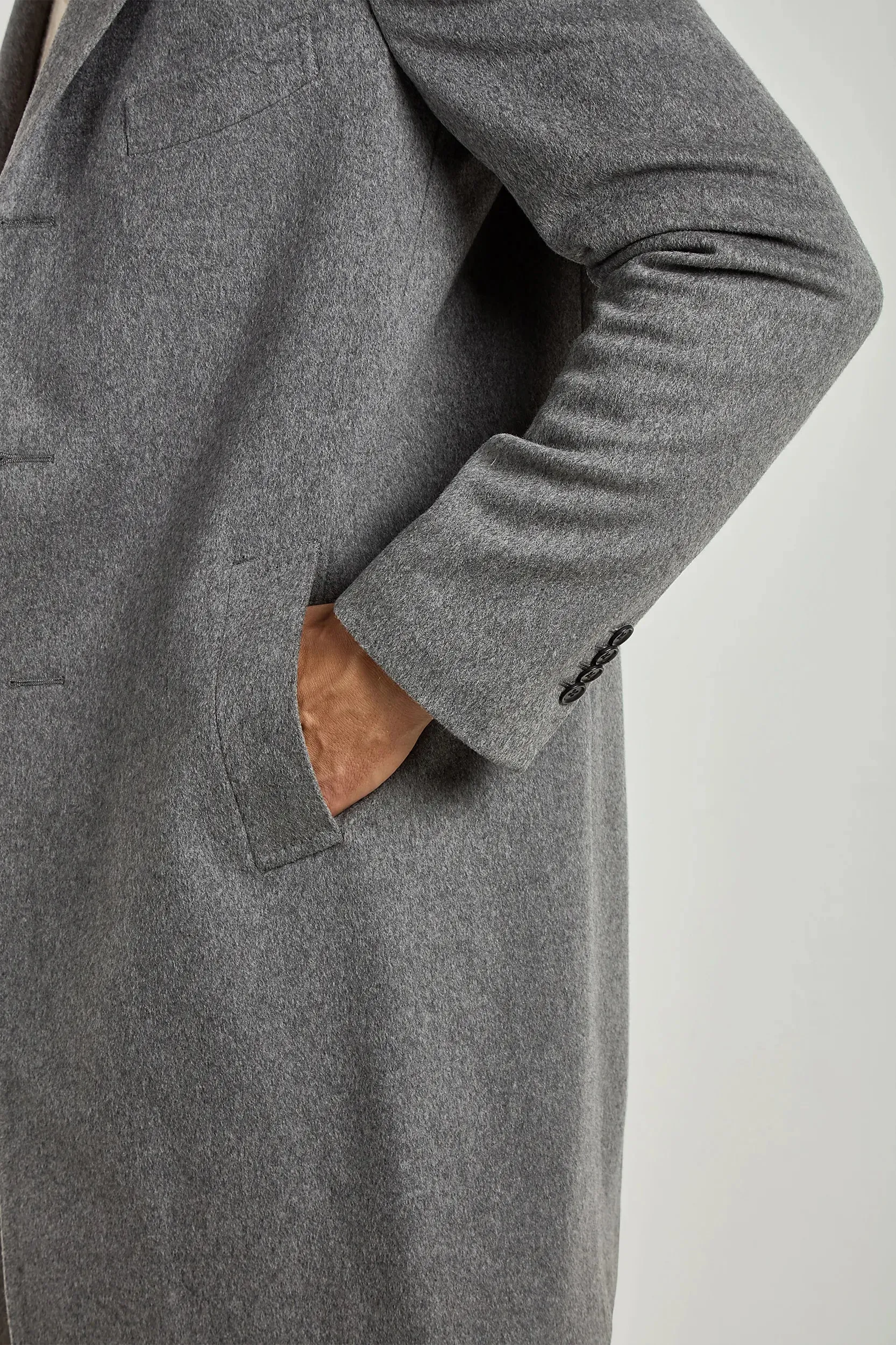 Ventilated Panels Double Layered Grey overcoat - Made in Italy