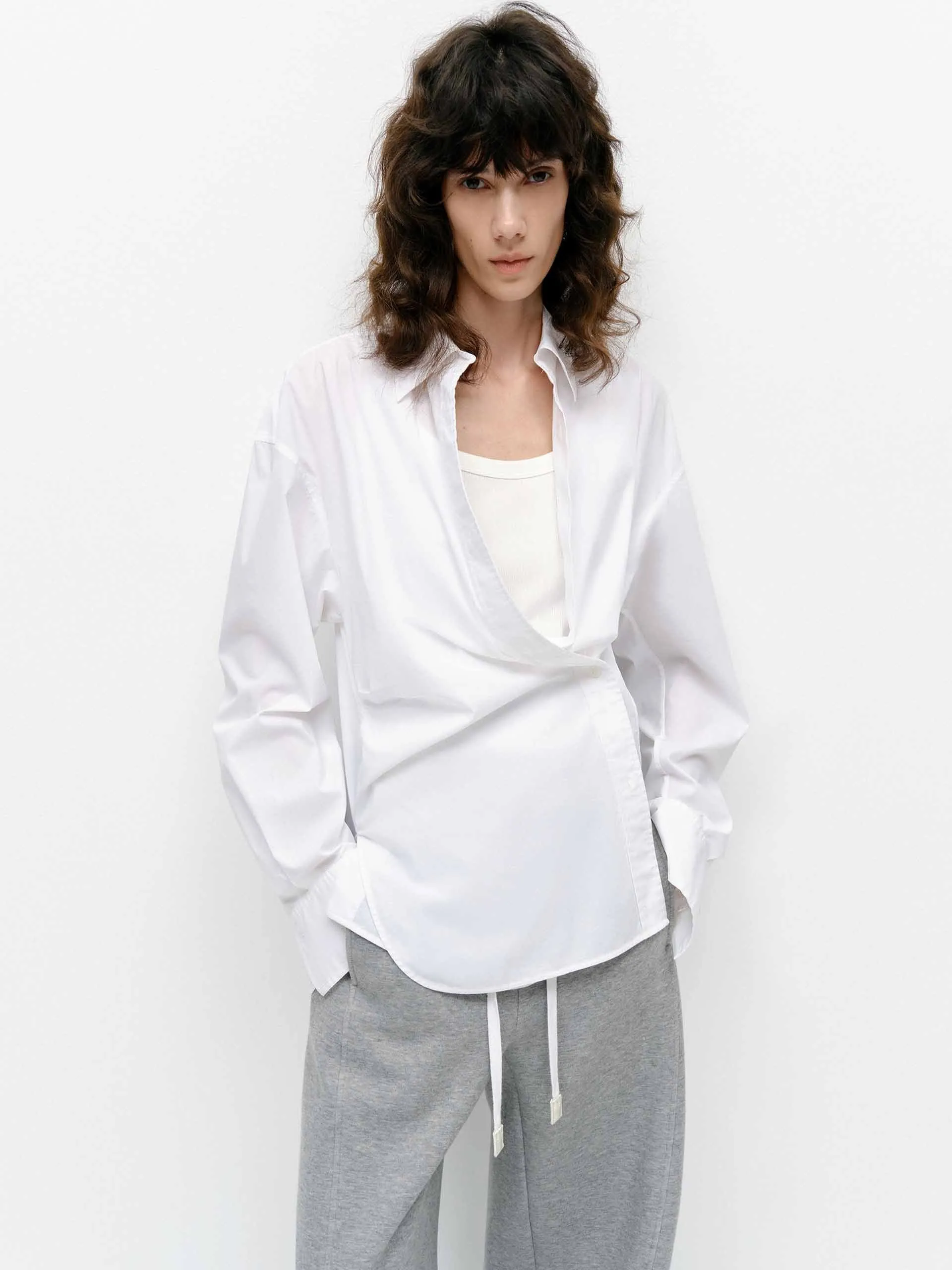 Cotton Blend Deconstructed Shirt Quick Release Cuffs Light Comfort