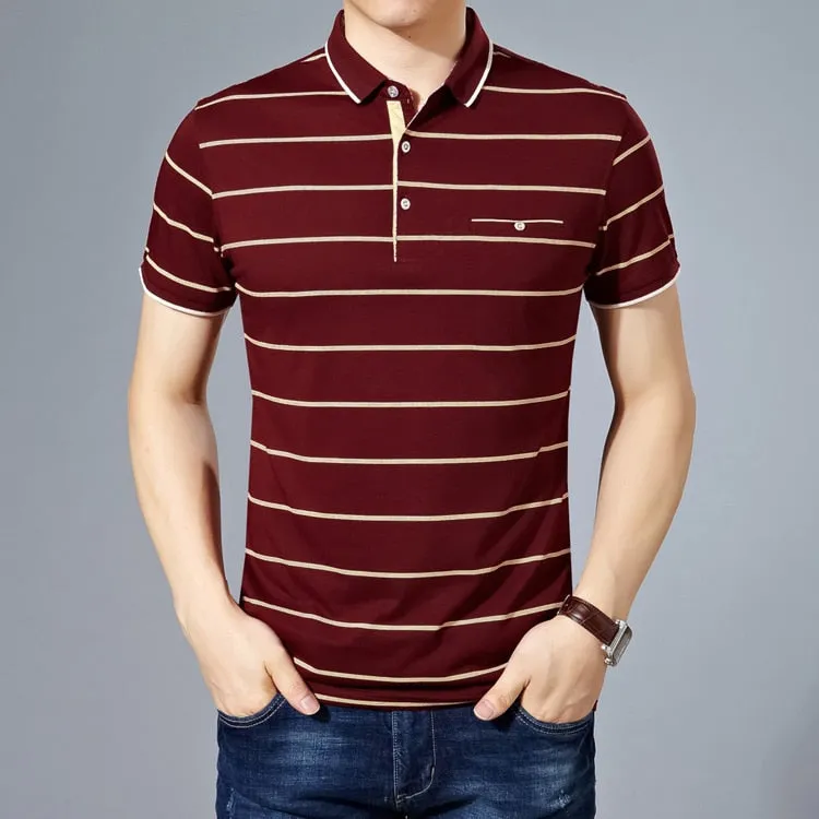 Seamless Side Panels athletic style West Louis? Cotton Fashion Striped Polo