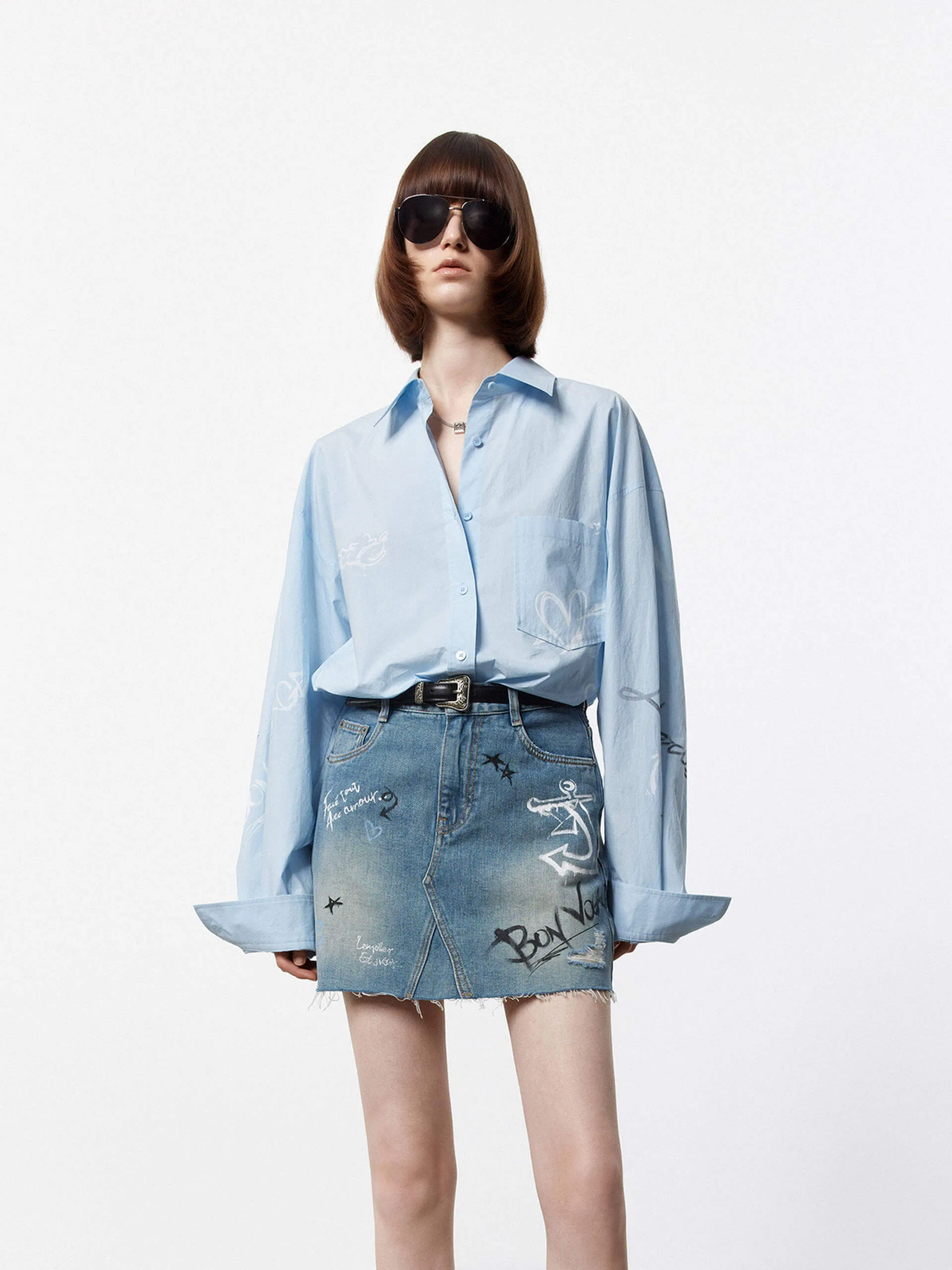 Streetwear Graffiti Pattern Cotton Shirt