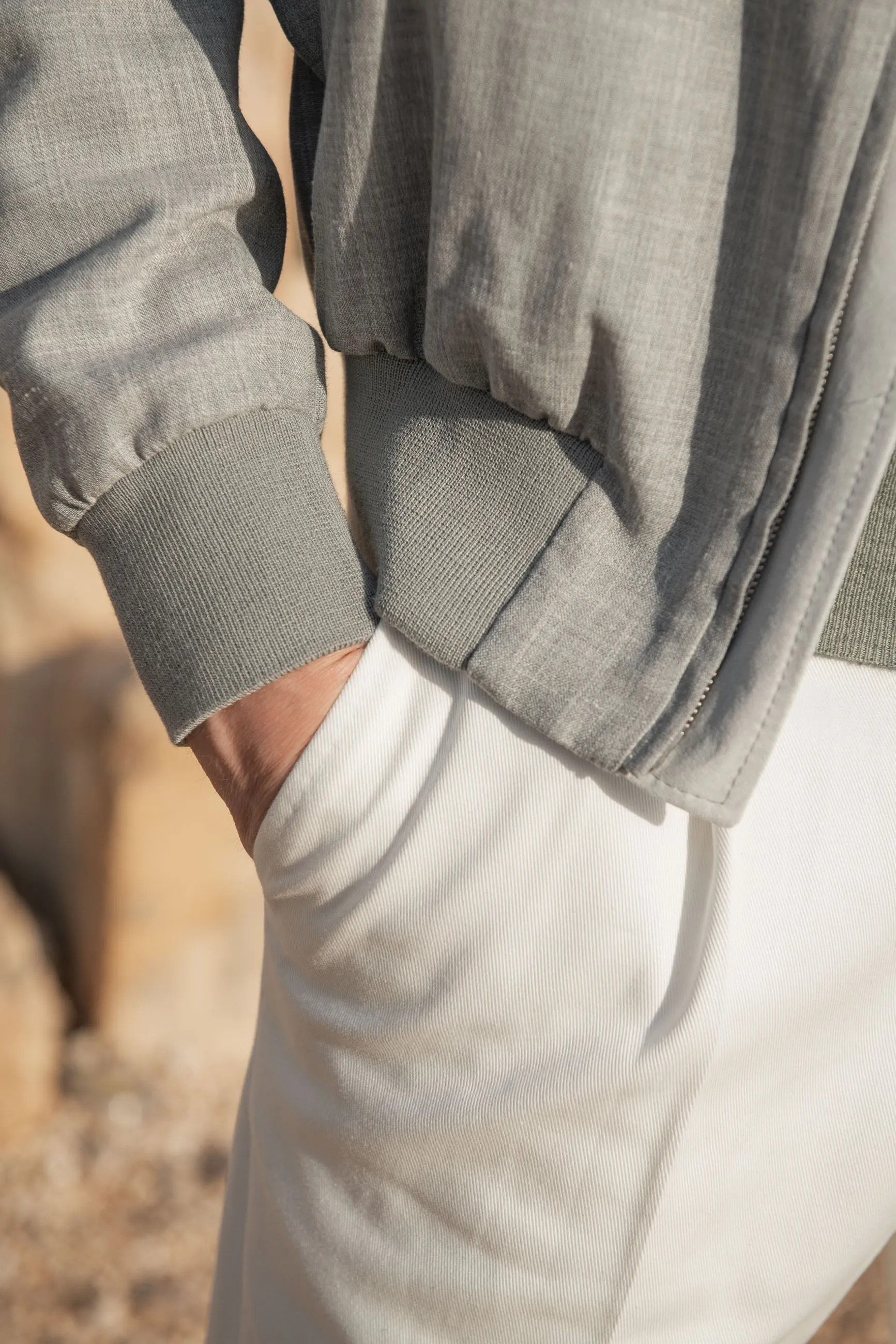 Grey short jacket ?C Made in Italy High Density Weave