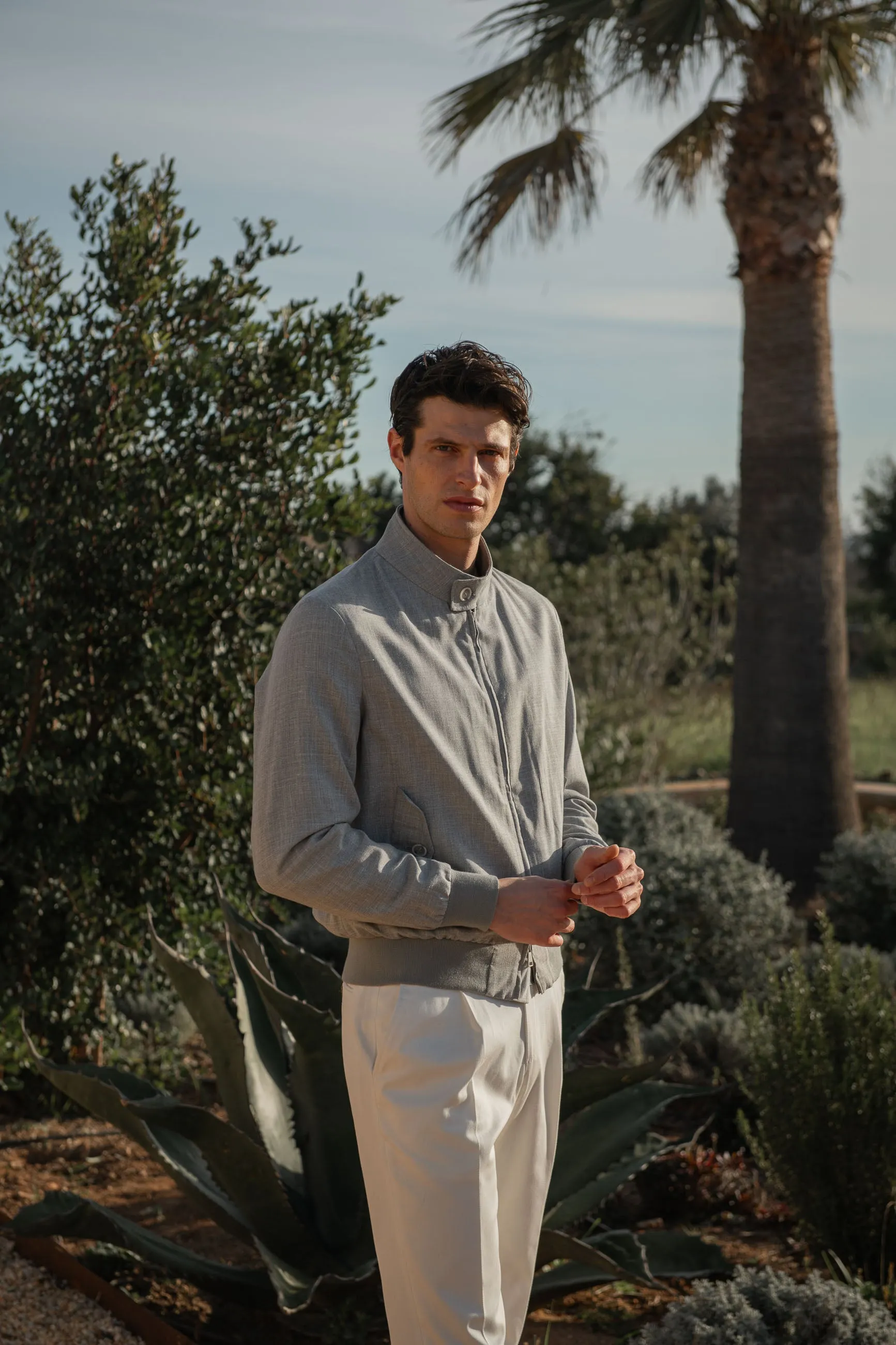 Roll up sleeves Bonded Hemline Grey short jacket ?C Made in Italy