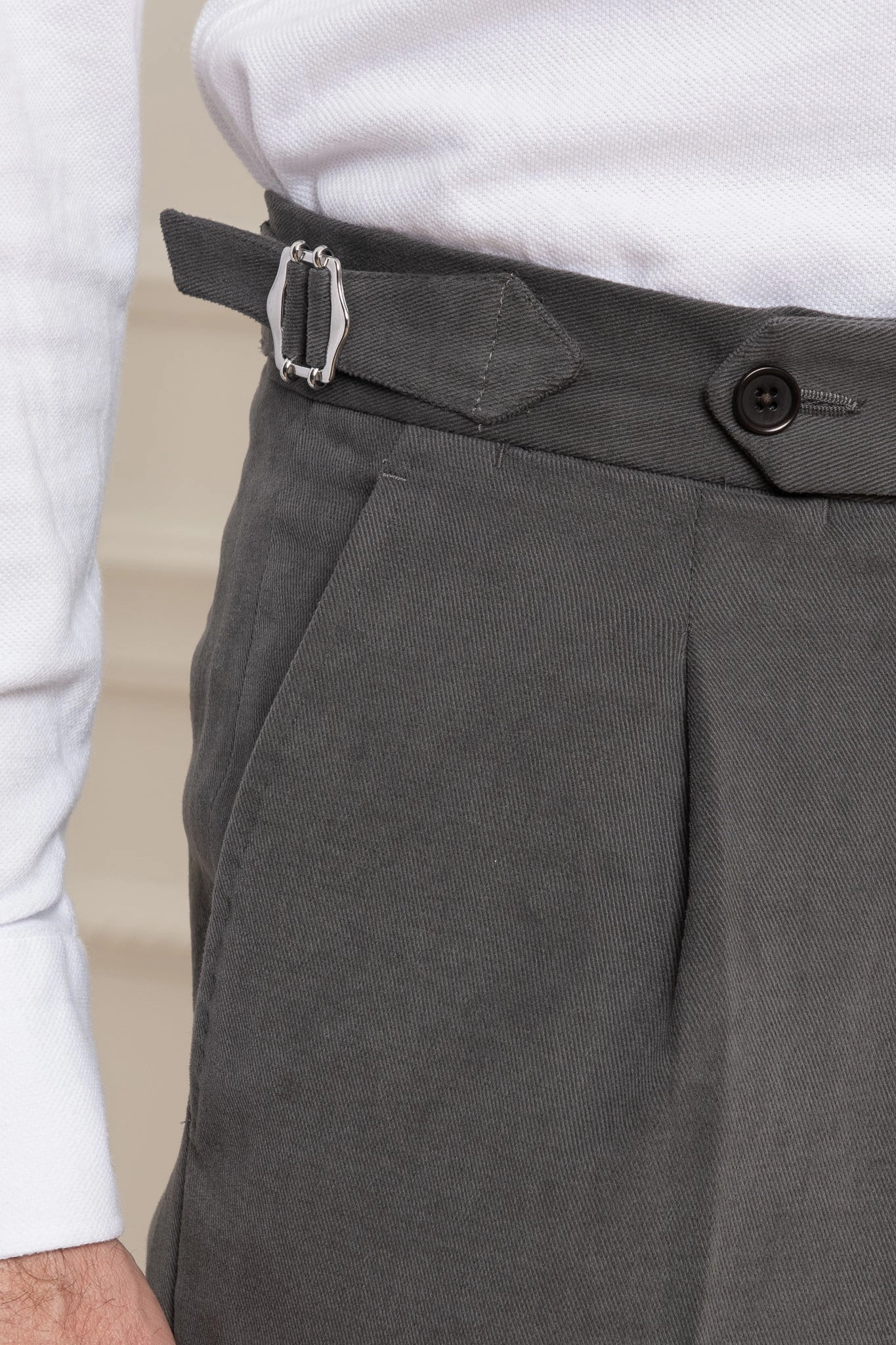Flared bottom Adaptable Design Grey Cotton Biella Trousers  - Made in Italy