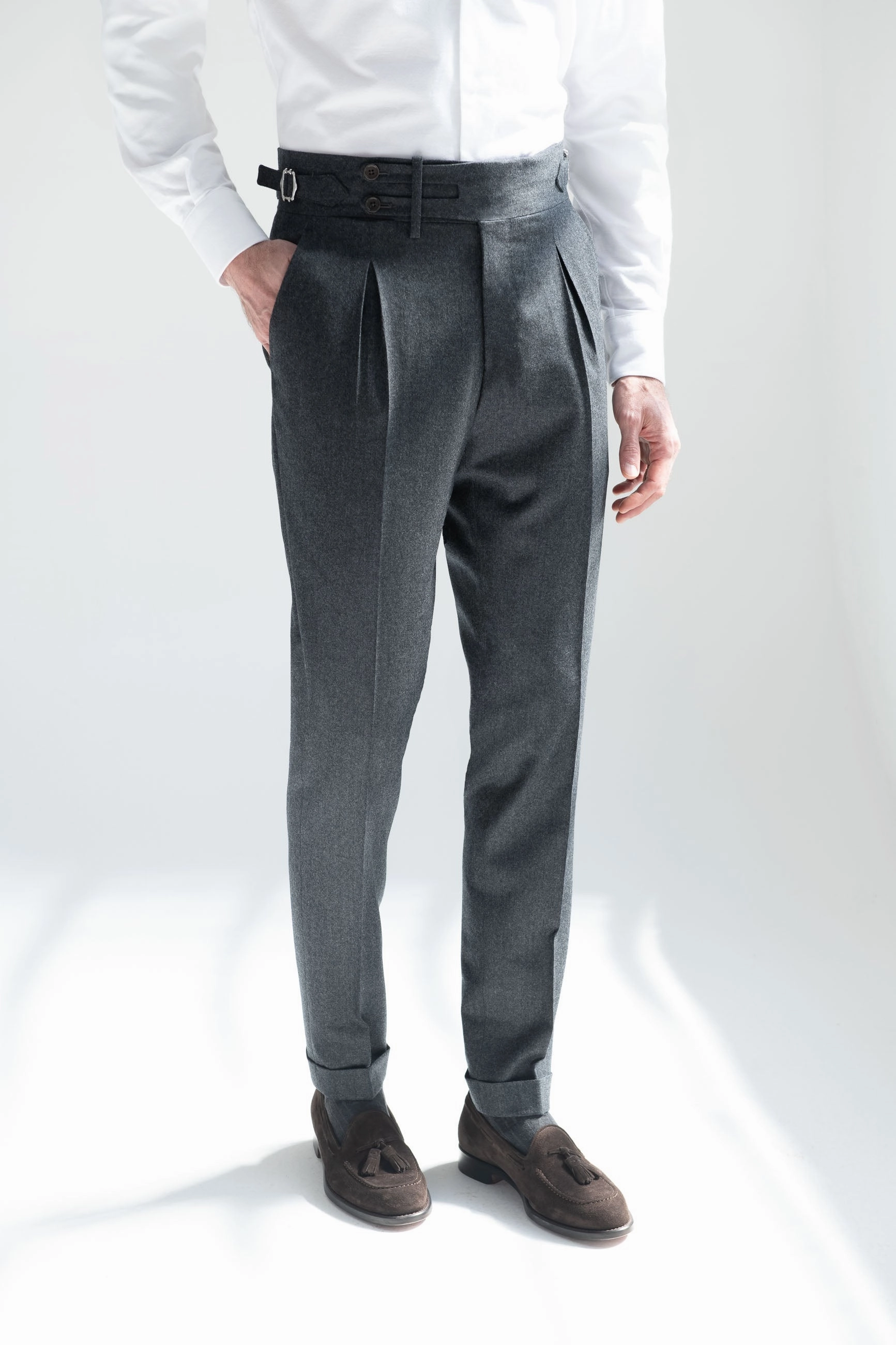 Flex Fit Design Grey flannel Limited Edition trousers - Made in Italy