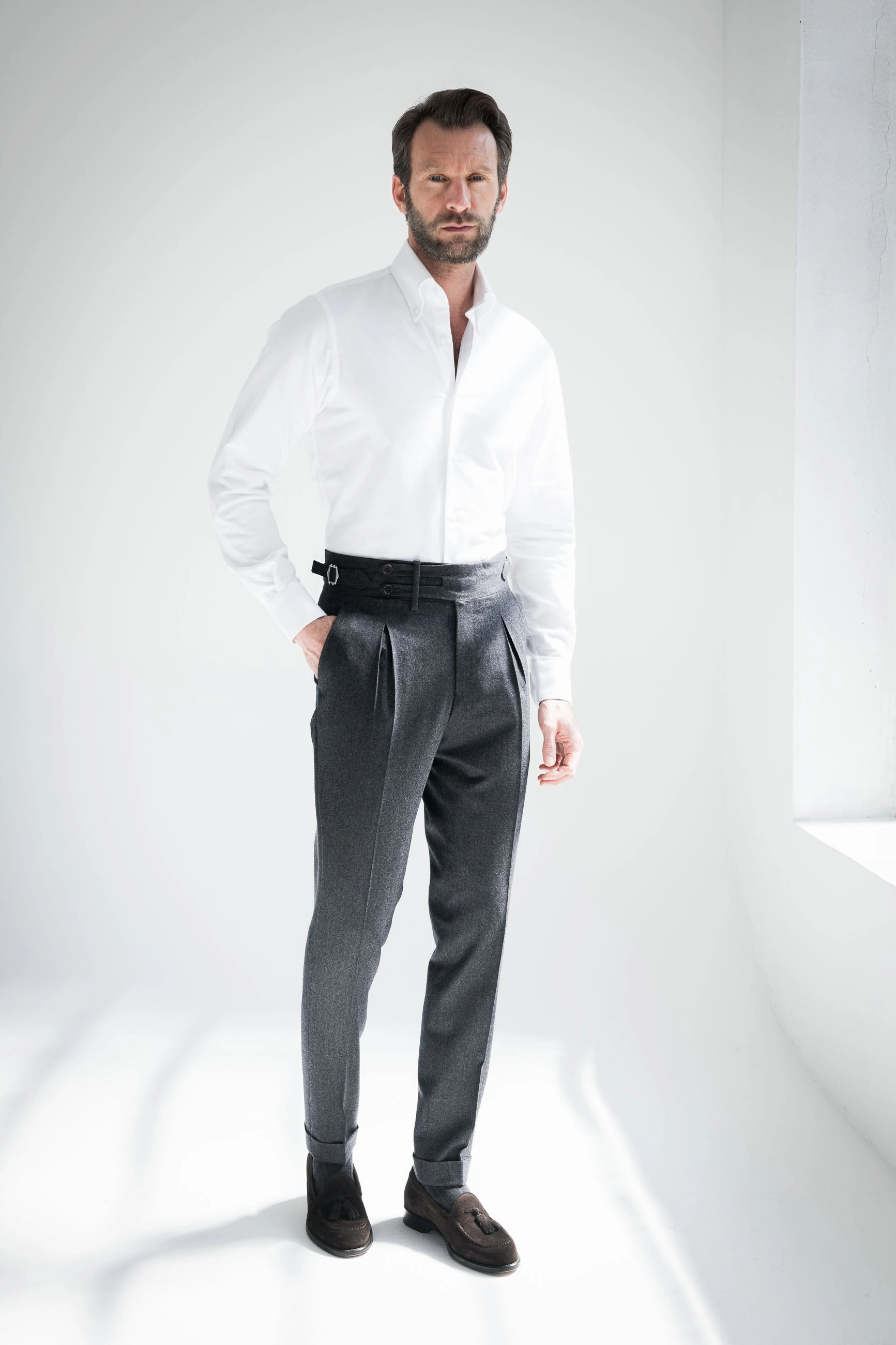 Grey flannel Limited Edition trousers - Made in Italy Durable Wear Tear Resistant Design