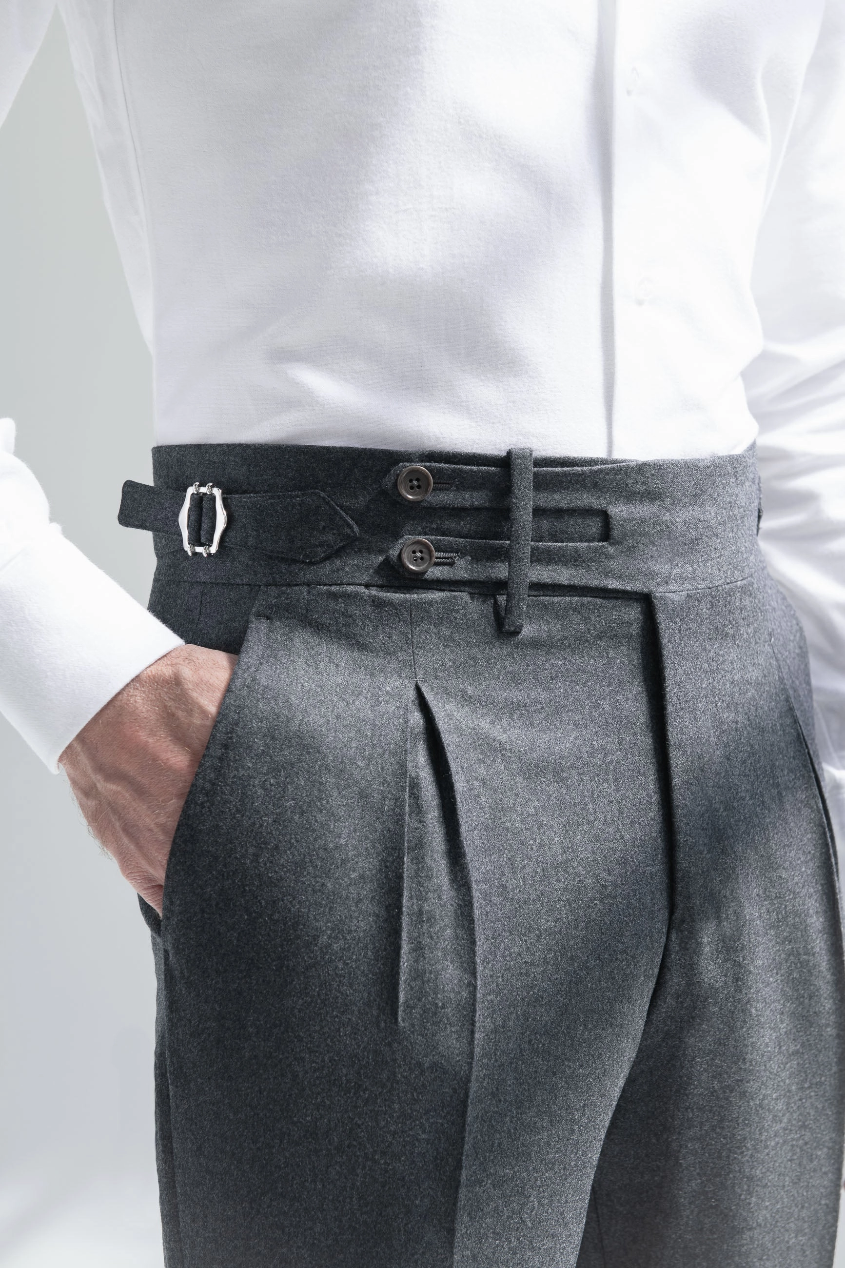 Grey flannel Limited Edition trousers - Made in Italy Performance Fit