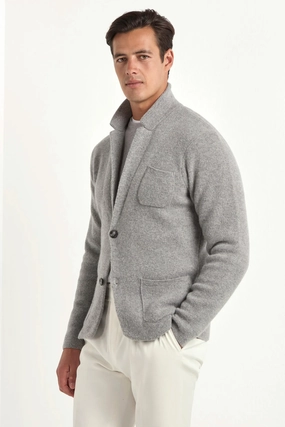 Grey knitted jacket ?C wool and cashmere ?C Made in Italy Age Flexible Mobility