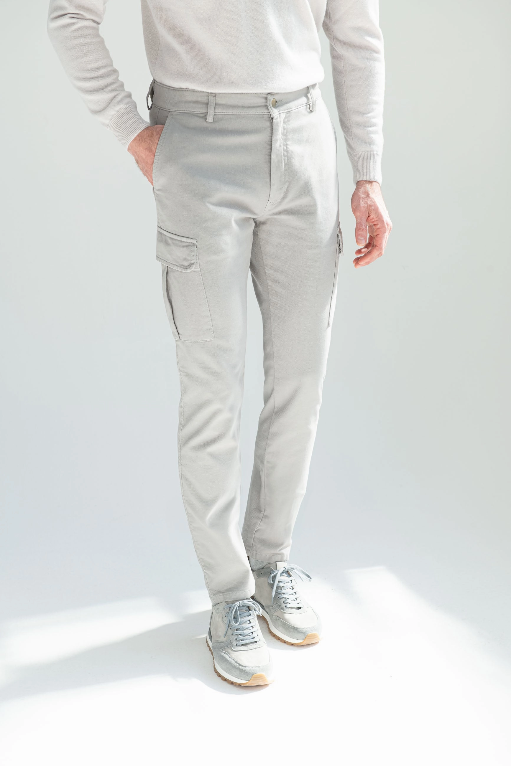 Grey stretch canvas cargo - Made in Italy Stretching Fit high waisted