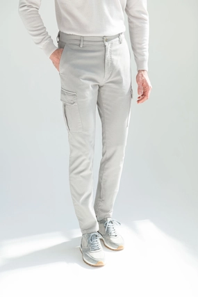 Grey stretch canvas cargo - Made in Italy Stretching Fit high waisted