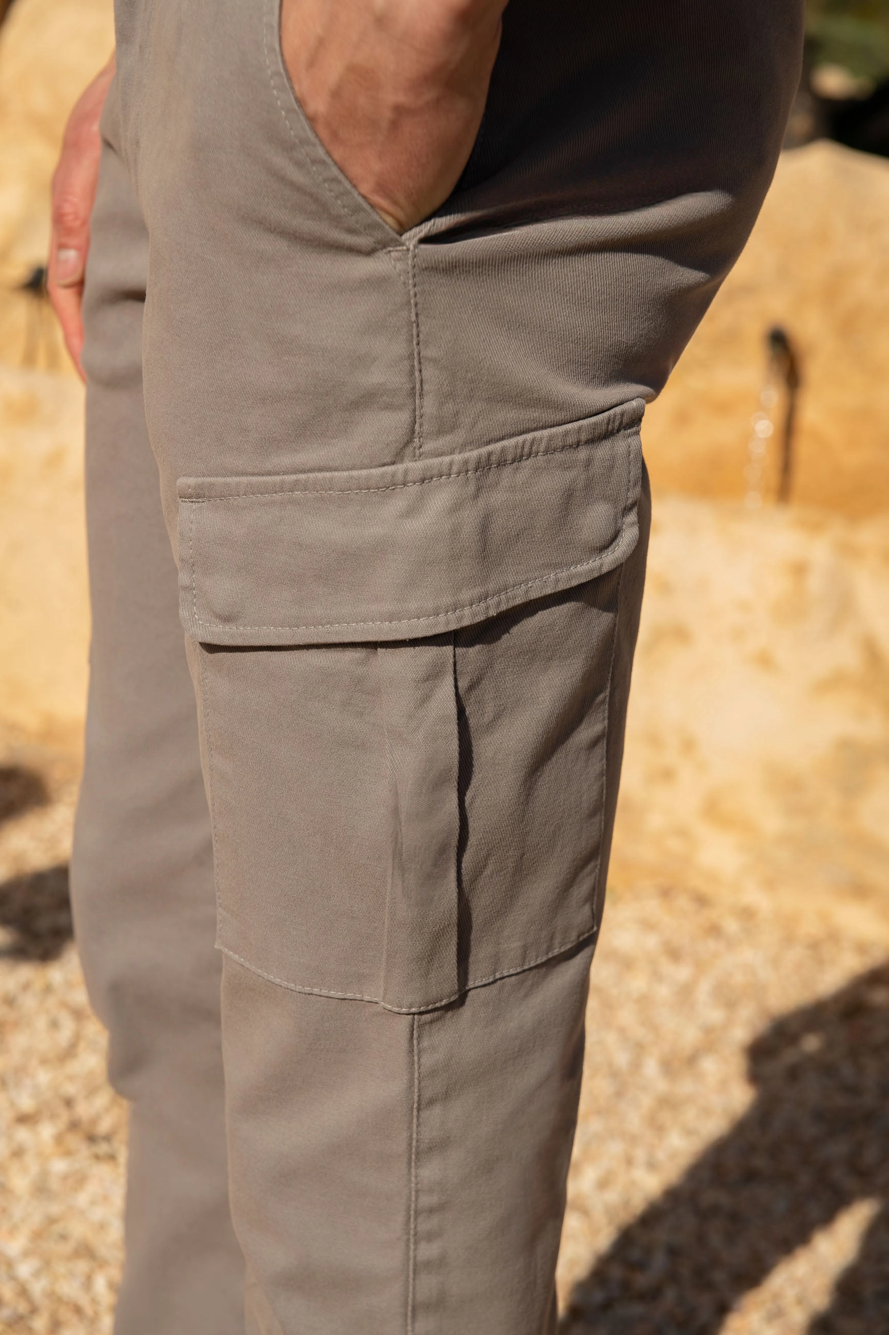 Anti Chafe Lining Grey stretch cotton cargo - Made in Italy