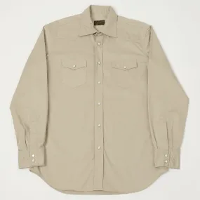 Minimalist Aesthetic Shangri-La Heritage 'Gonzo' Gabardine Western Shirt - Beige