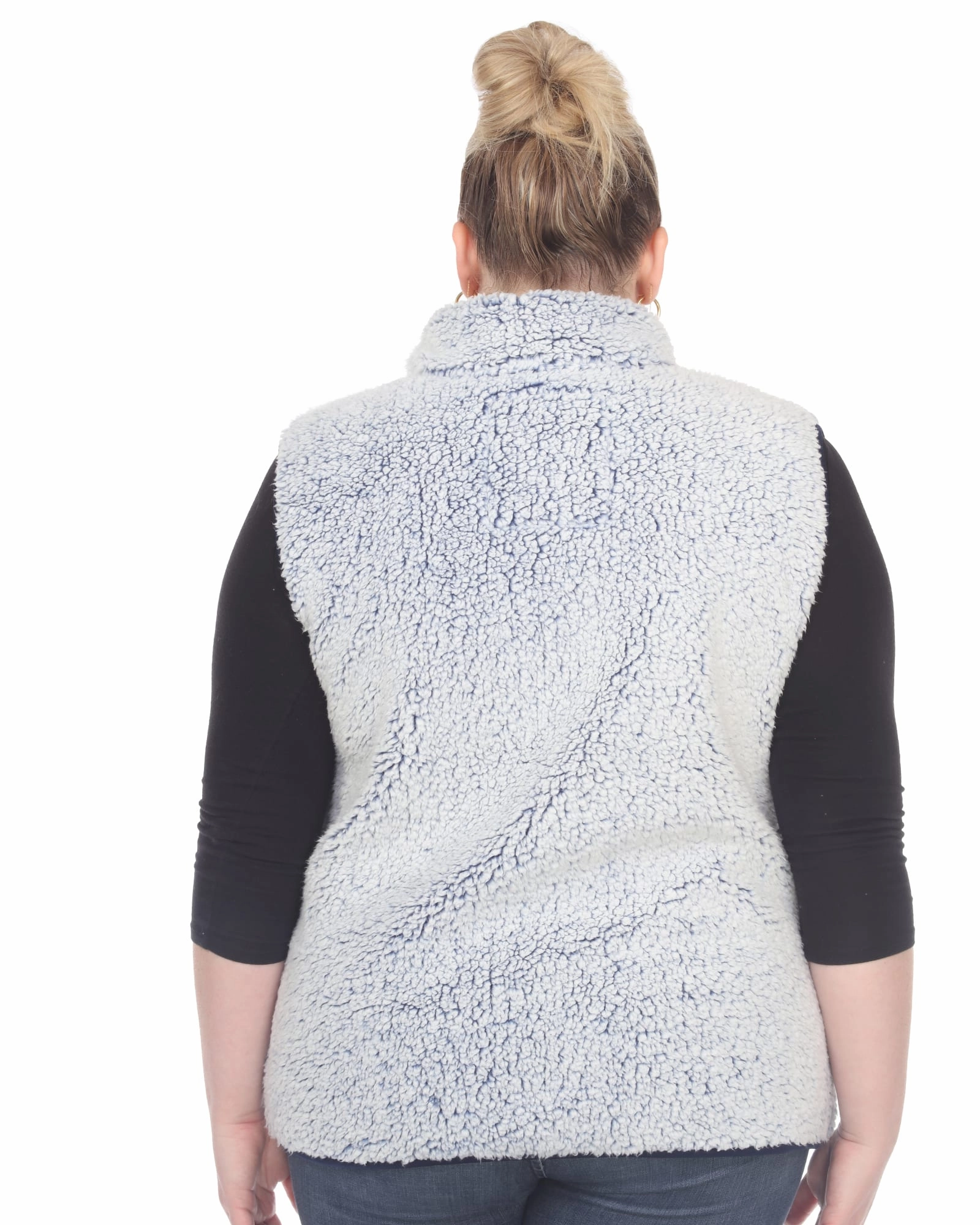 Zip up sherpa vest | Sheep Blue Frictionless Cuffs ConvertibleCollar