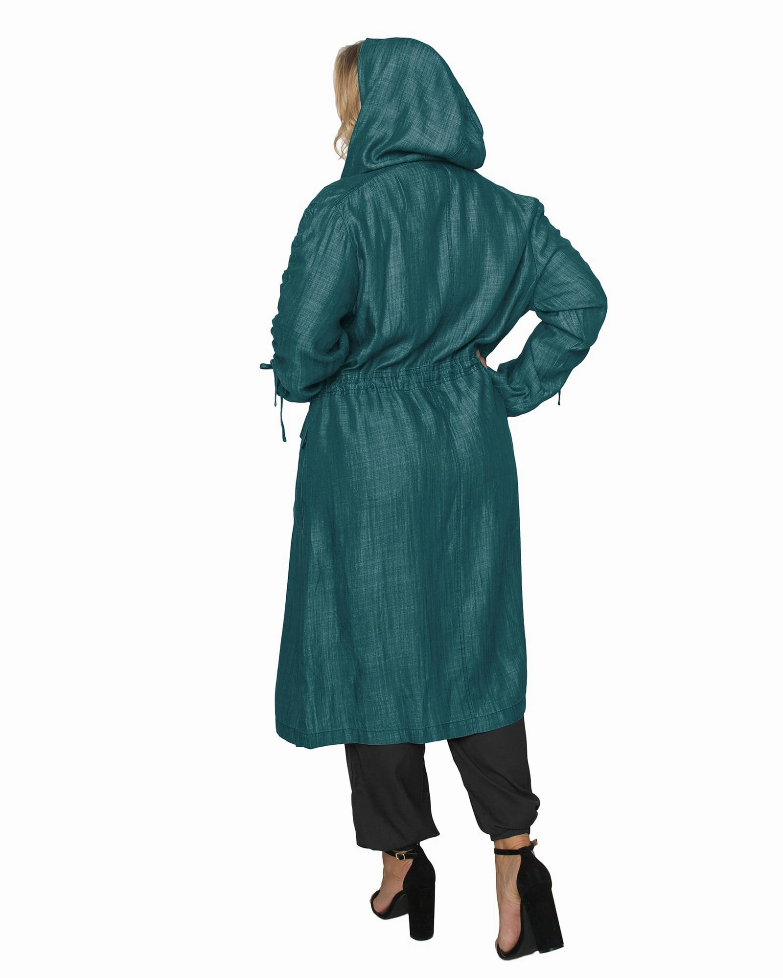 Silicone Grip Cuffs Harlow Hooded Long Anorak Jacket | Forest Green