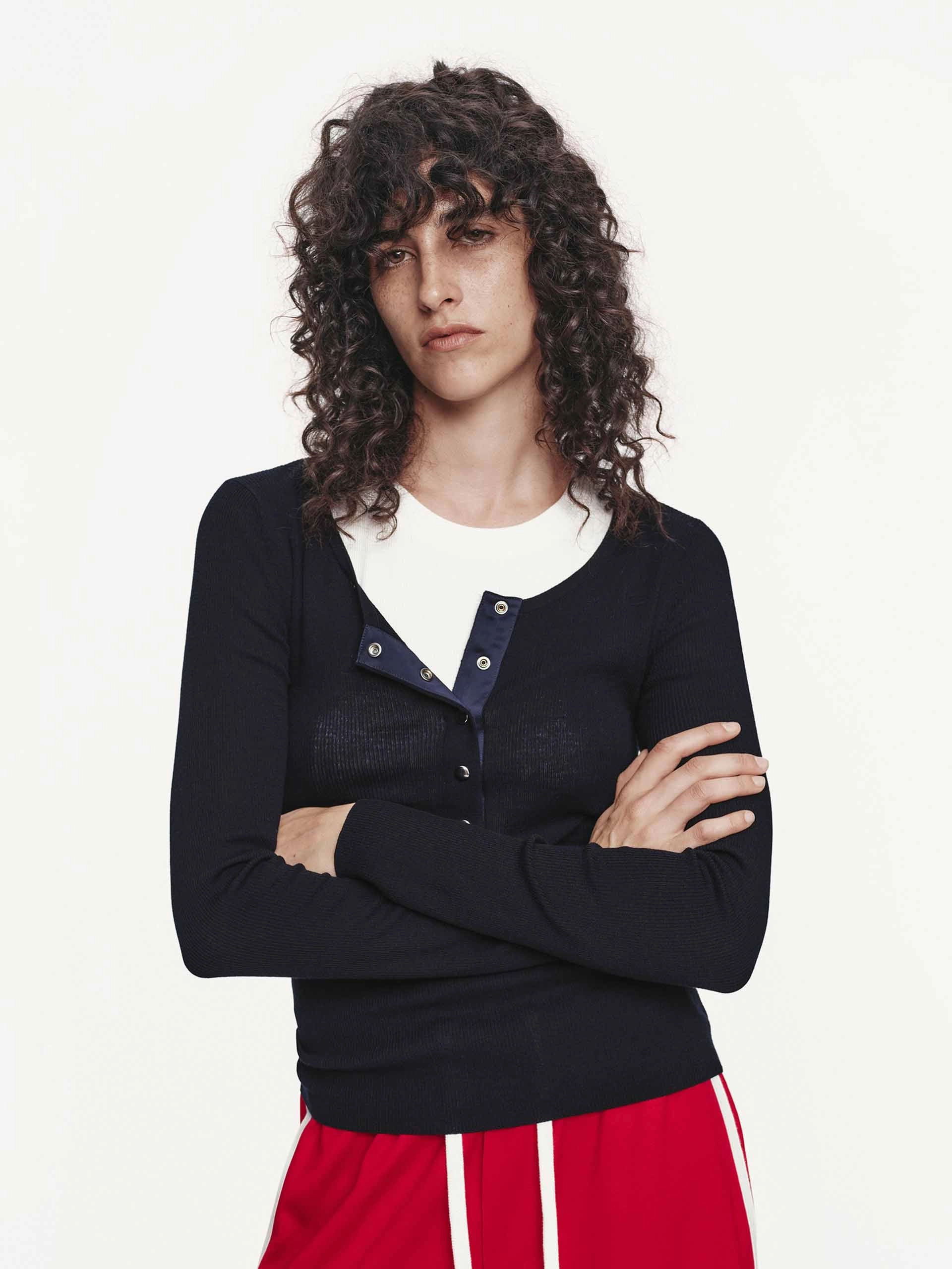 Performance Layer Fit Half Button Wool Sweater