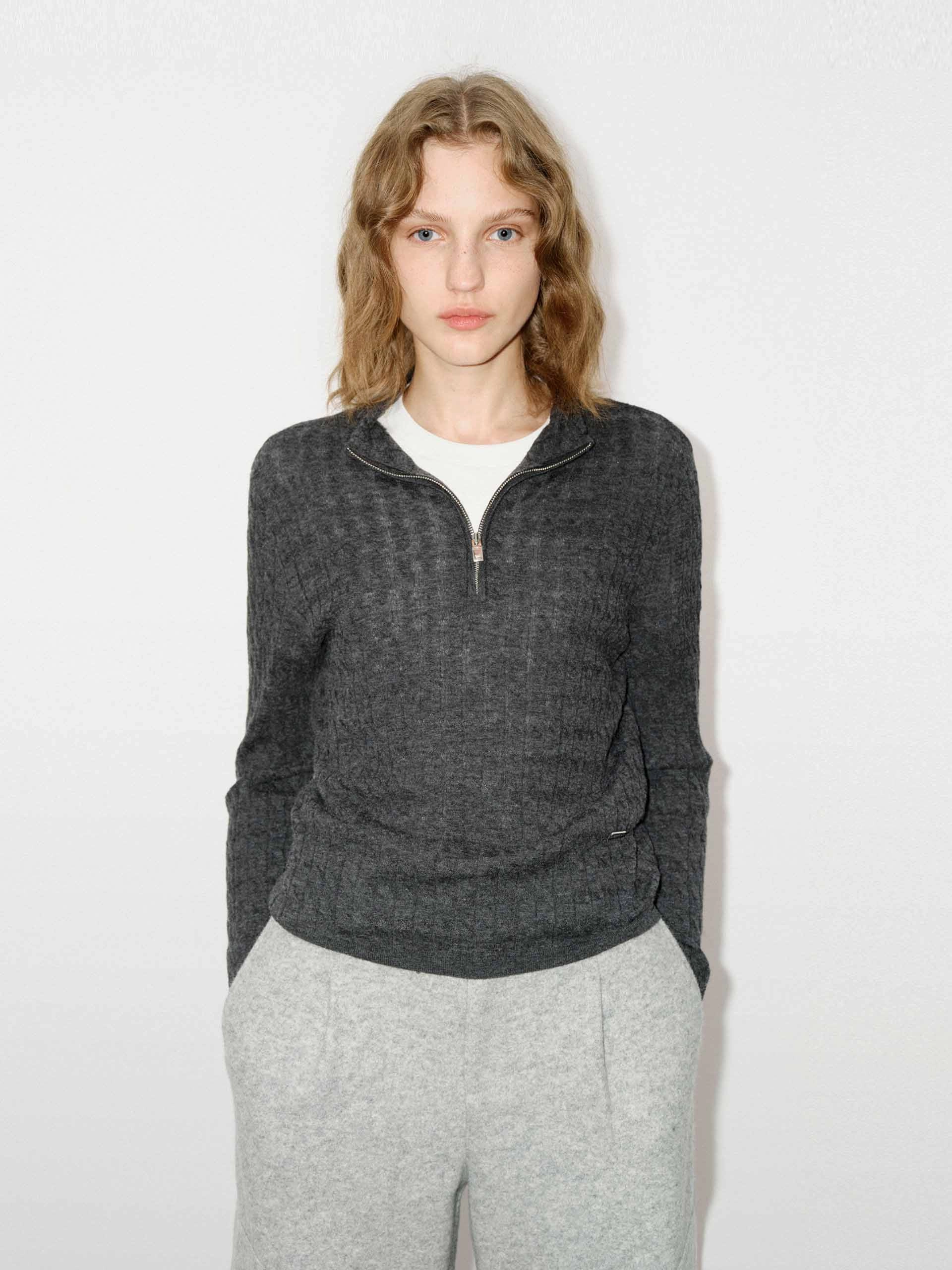 Half Zip Wool Sweater Minimalist Wear Chilly Day Style