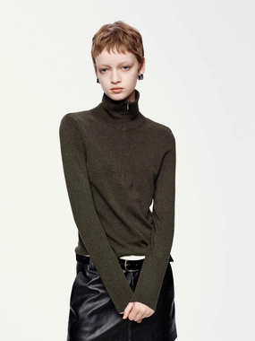 Bio Based Textile Innovation Half Zipper Knitted Top