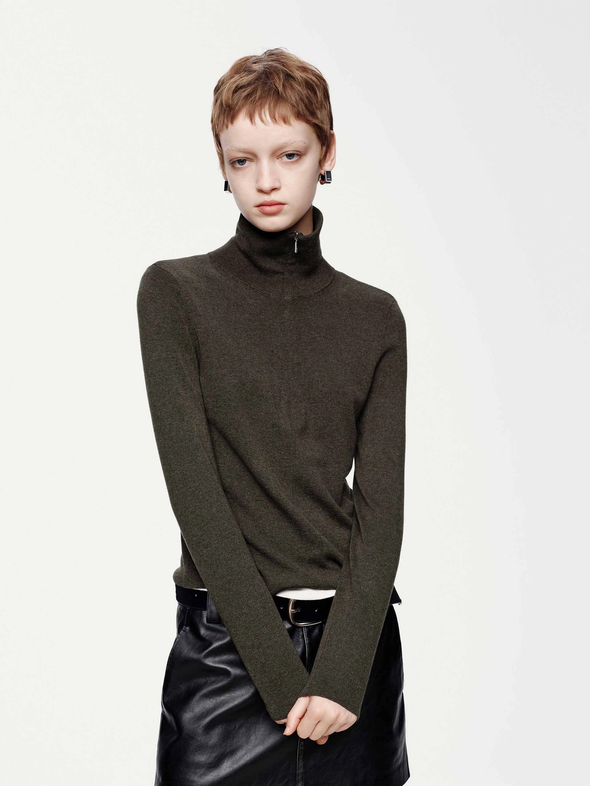 Bio Based Textile Innovation Half Zipper Knitted Top