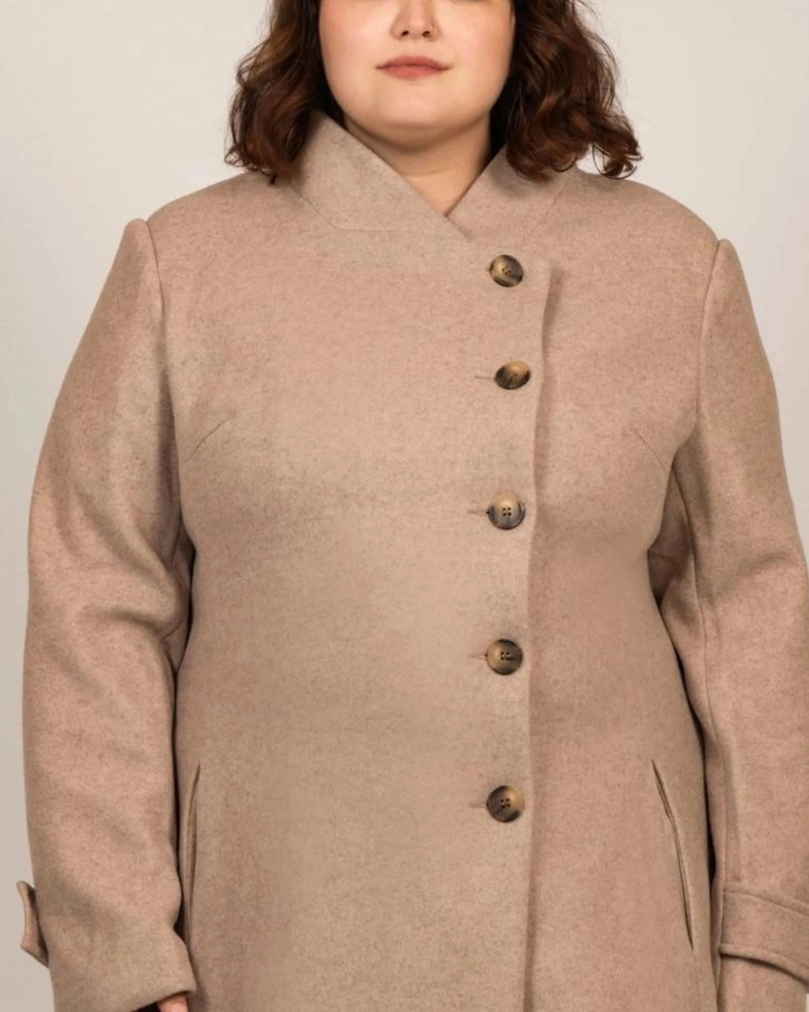 Harper Retro Flared Coat Side Buttons | Beige backpack