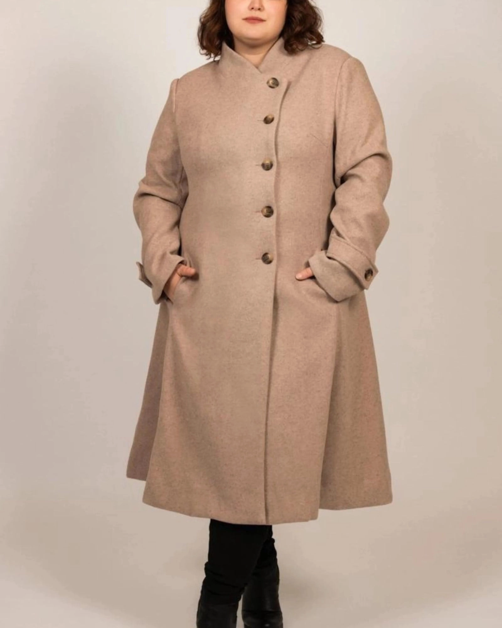 quick dry Method Harper Retro Flared Coat Side Buttons | Beige