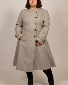 Ergonomic Sleeves window - shopping Harper Retro Flared Coat Side Buttons | Grey