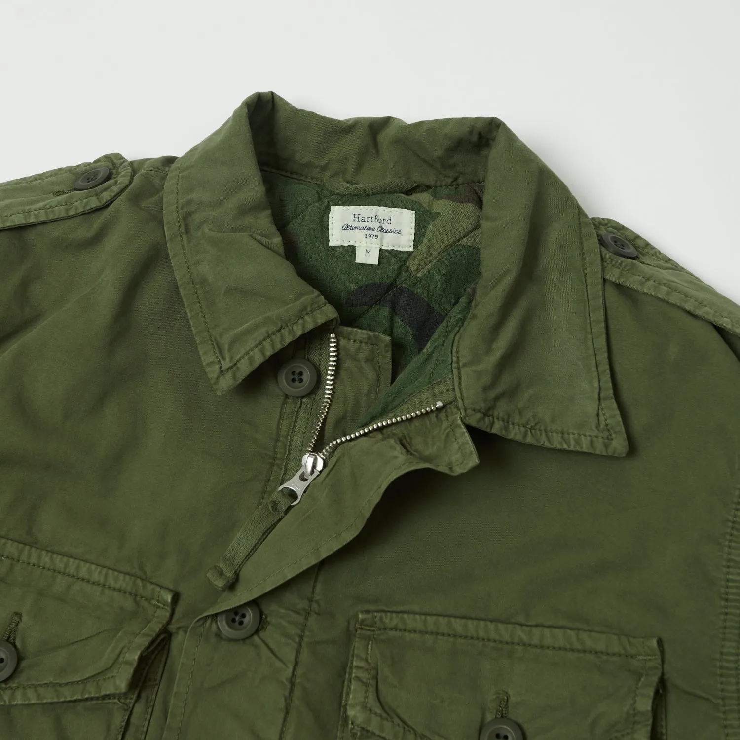 Lightweight Construction Down Stuffed Hartford 'Jonah' Military Workers Jacket - Army Green