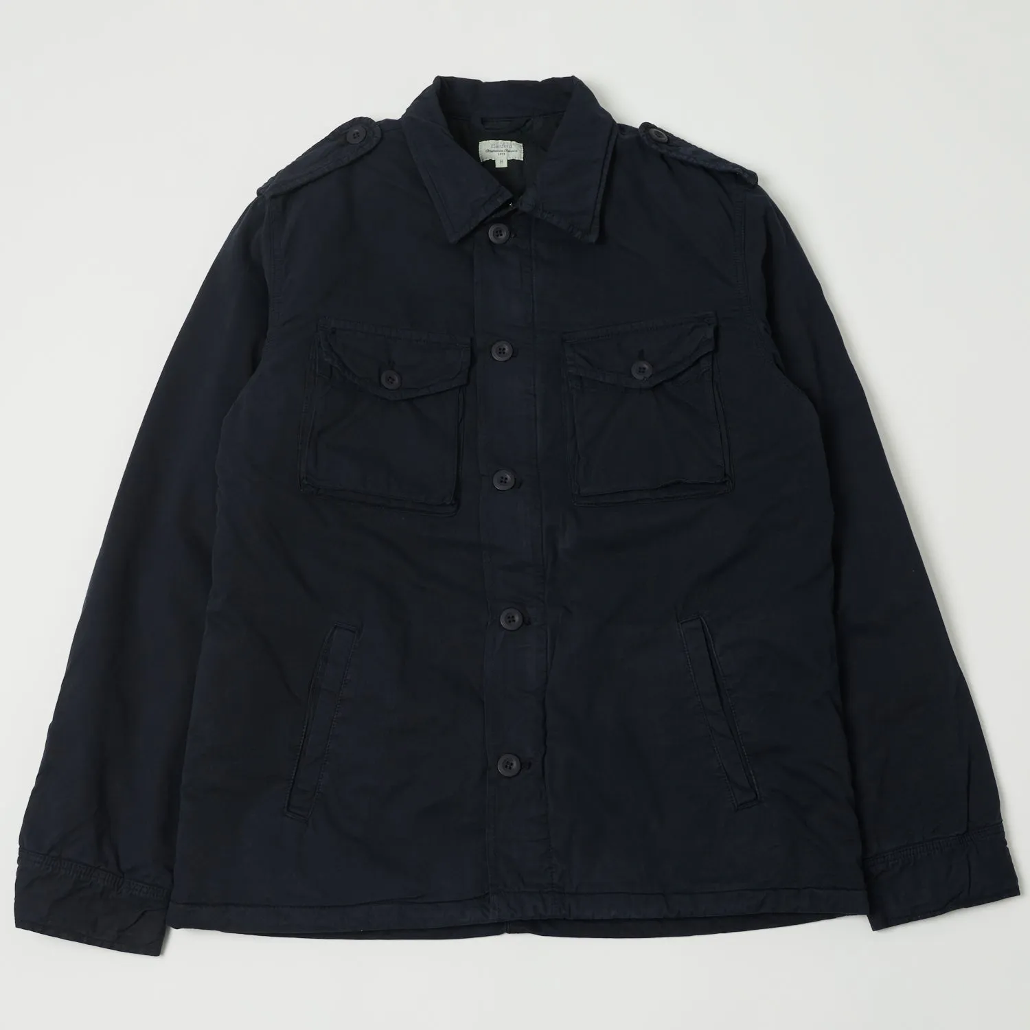 Wind Resistant Fabric Plaid Design Hartford 'Jonah' Military Workers Jacket - Navy