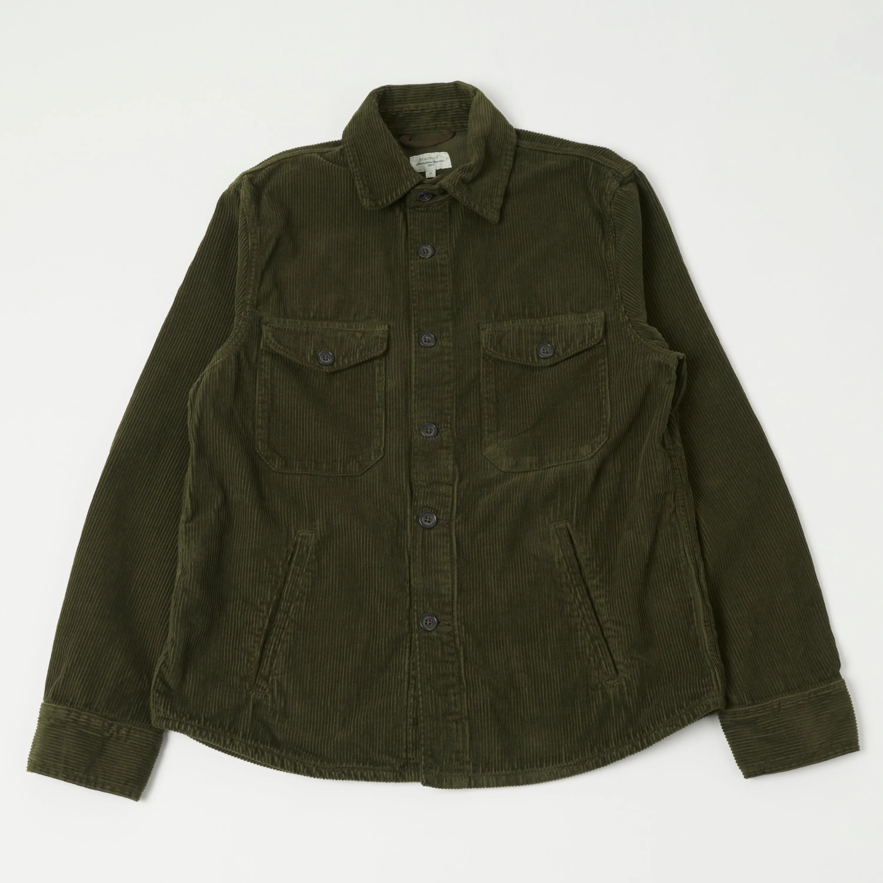 Hartford 'Joyce' Corduroy Work Shirt - Army Breathable mesh