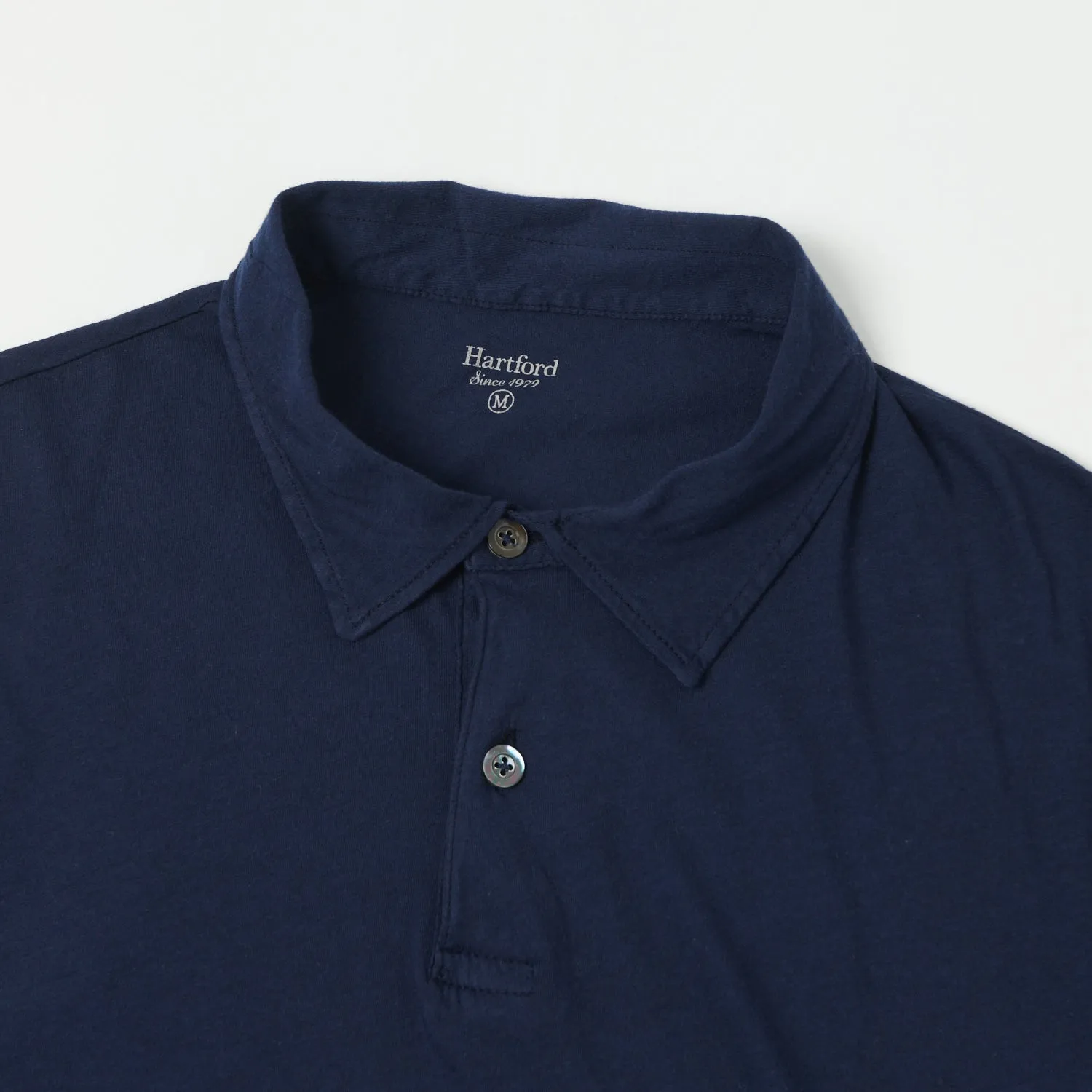 Breathable Material Comfy Wear Hartford Lightweight Jersey Polo Shirt - Navy