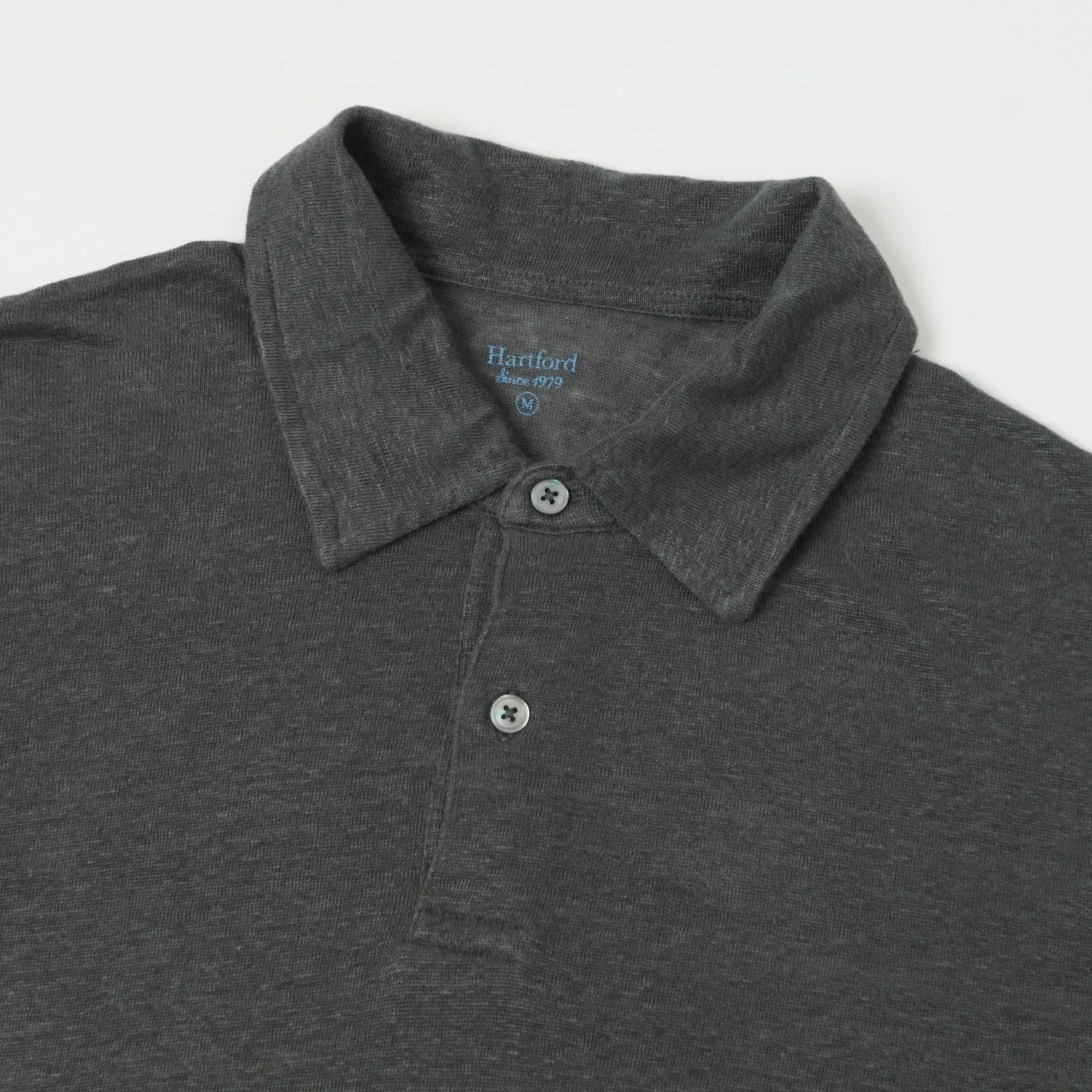 Hartford Linen Polo Shirt - Thunder Slim Tailored Soft Fabric
