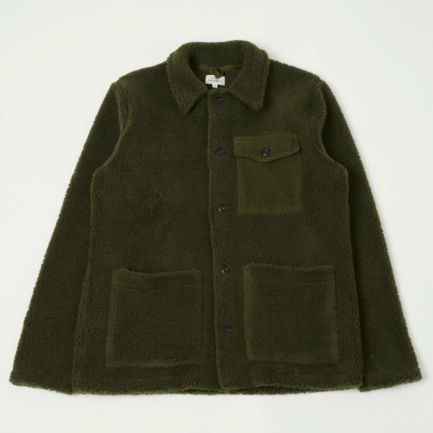 On The Go Convertible Collar Hartford 'Sherpa' Utility Fleece Jacket - Army