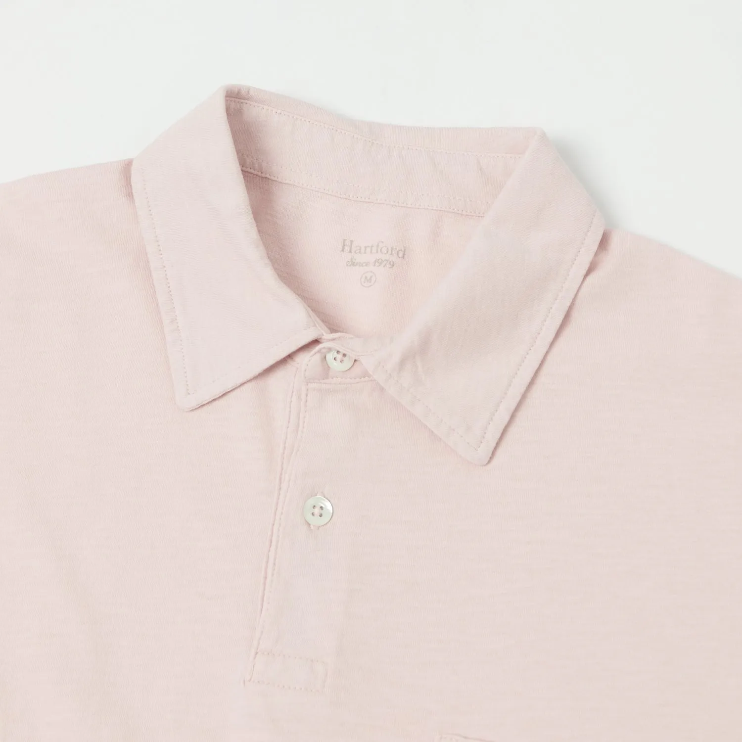 Breathable knit Comfy Layer Hartford  Slub Jersey Polo Shirt - Faded Pink