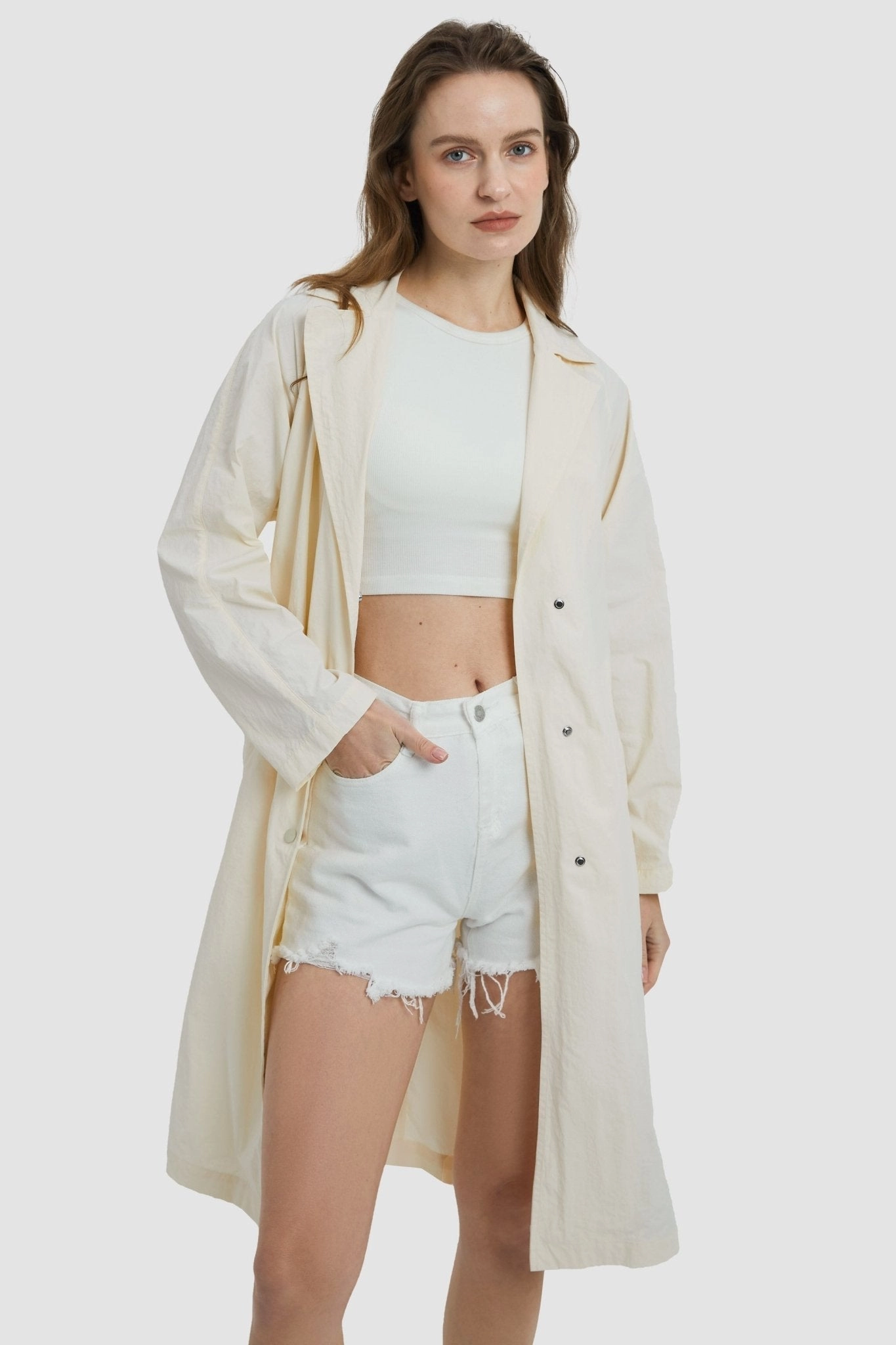 Lightweight Lapel Trench Breathable Design Cool Season