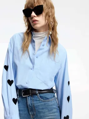 Heart Pattern Cotton Shirt Trendsetting