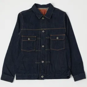 Bonded Seam Technology QuiltedPattern ONI Denim 02506P-SHM 'Kiwami' Semi Hand Made 16oz Type II Denim Jacket - Rinsed