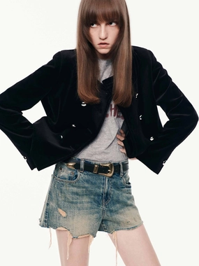 Double Breasted Cropped Coat Compression Packability Teflon Finish