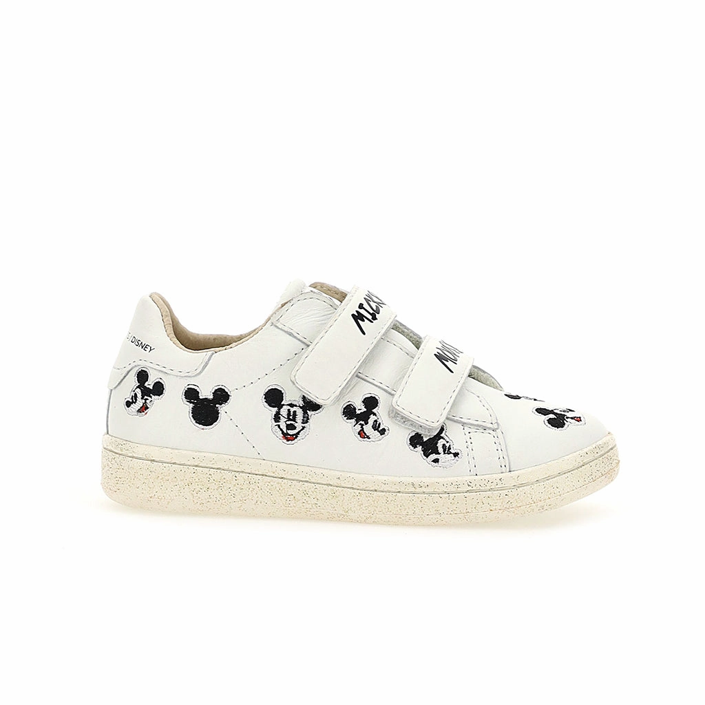 Long Hours White Logo Trim Mickey Velcro Sneakers