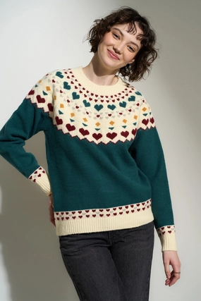 Loose Weave Roomy Comfort Heidi Sweater - Emerald