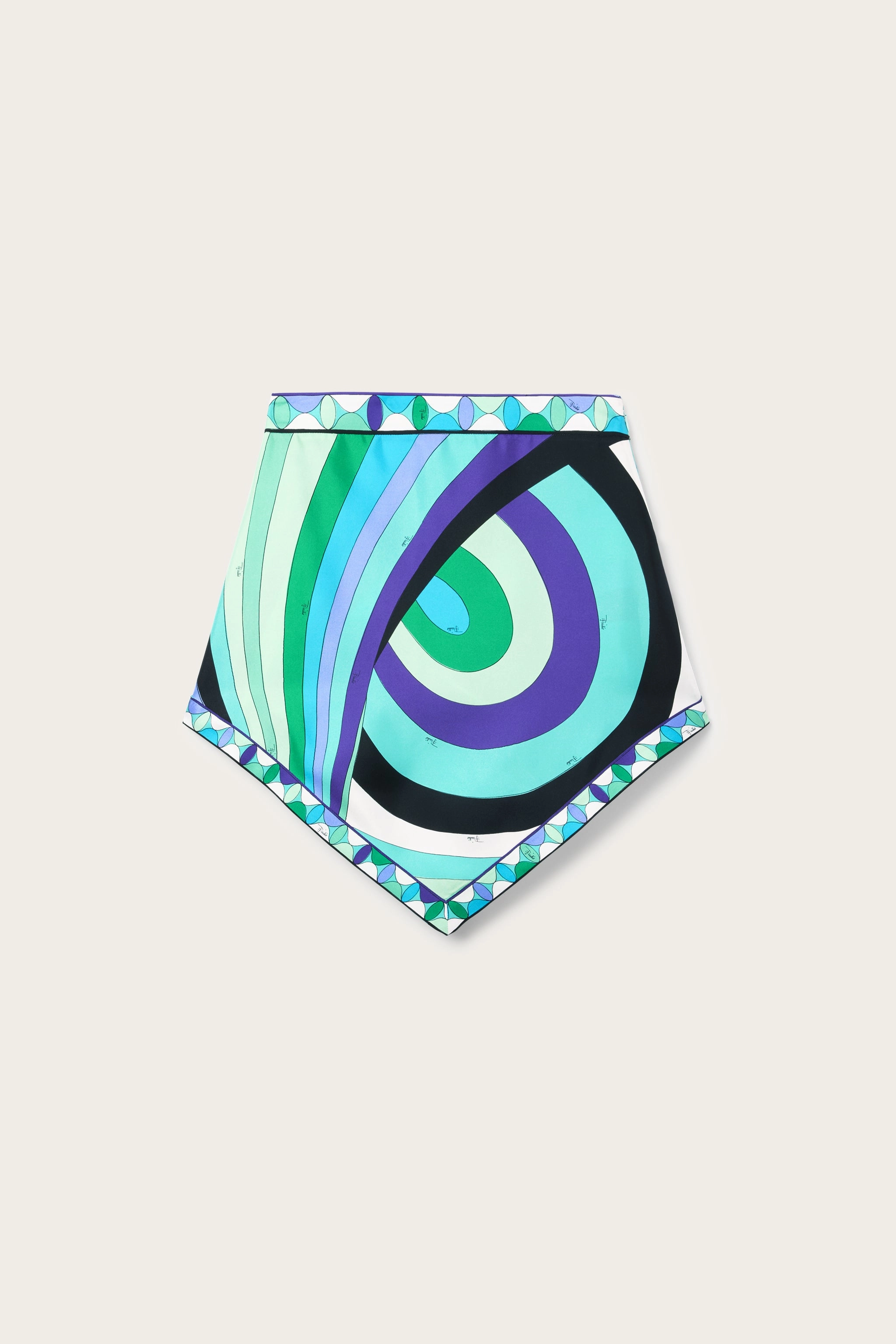 Iride Print Silk Twill Skirt Stretchable Waist Soft Mood