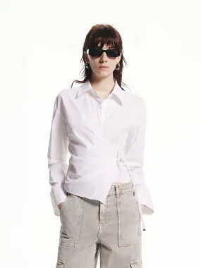 Waisted Tie Cropped Shirt slim fit