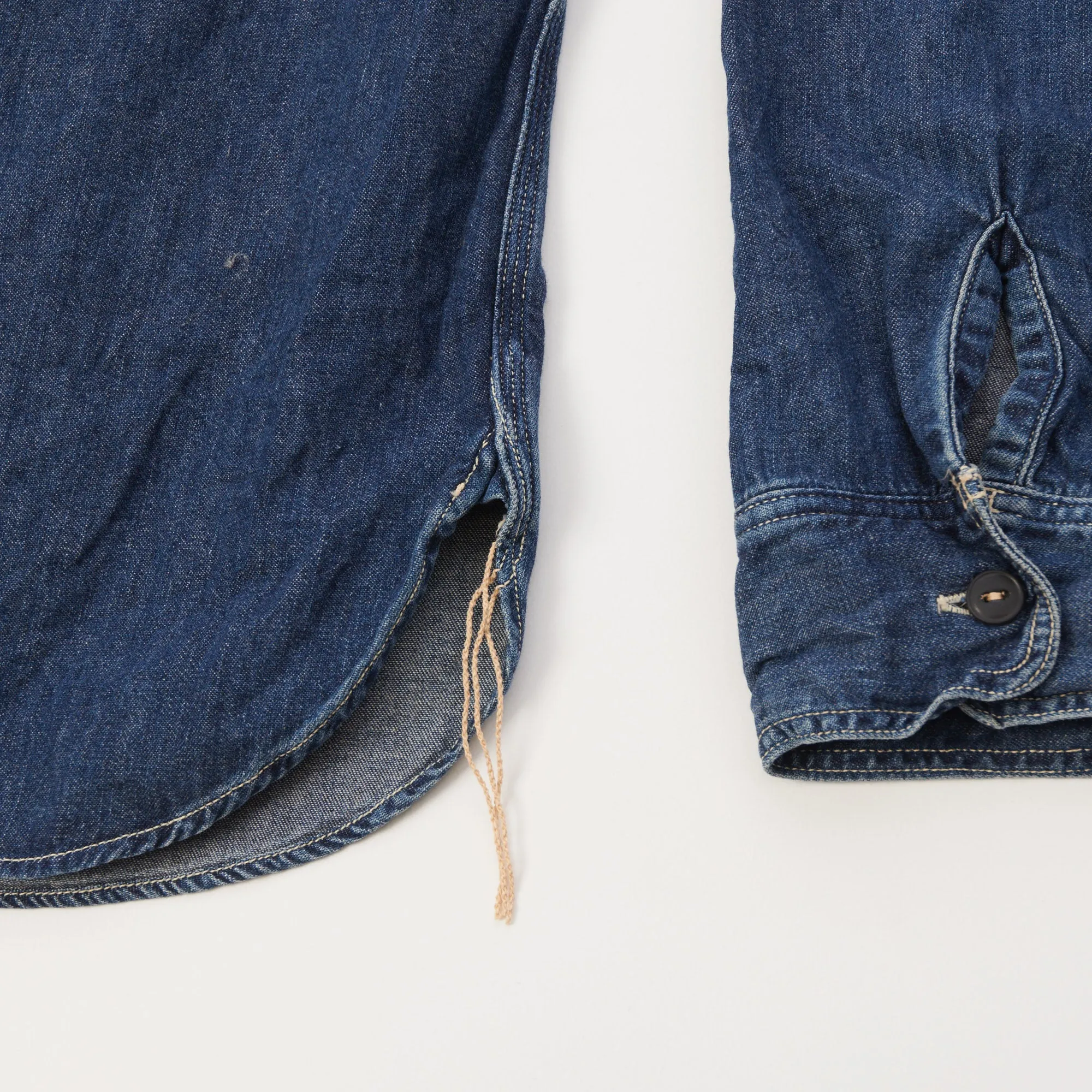 Weekend Style Smooth Zipper Design Spellbound Denim Work Shirt - Mid Wash