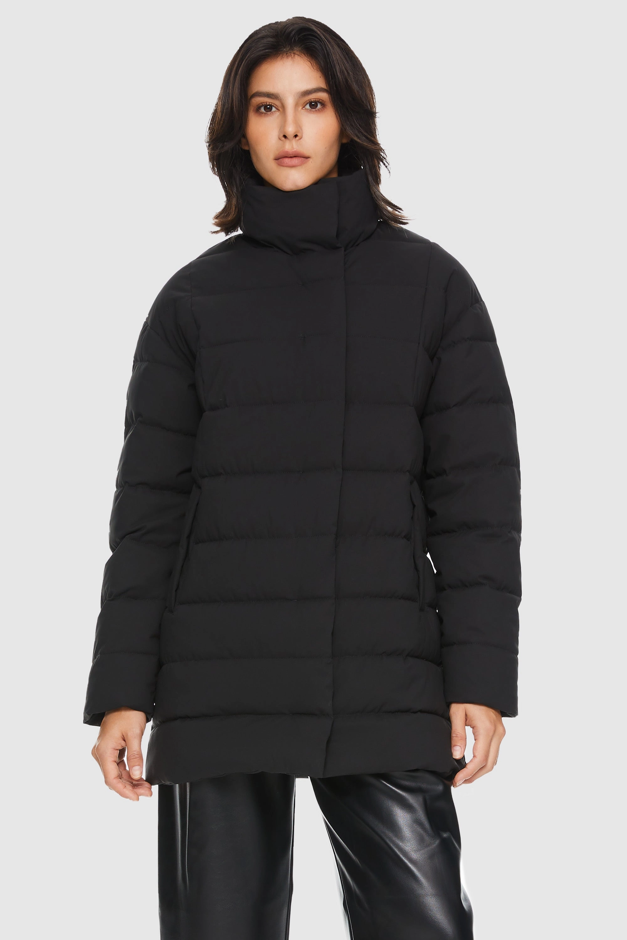 TemperatureRegulating Flexible Fiber Fill Quilted Mid-Length Coat