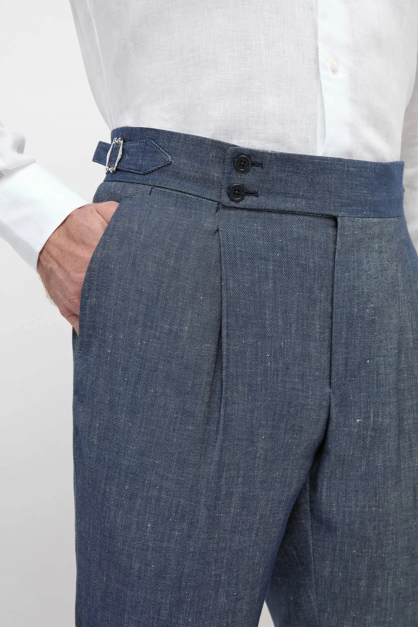 Denim stretch Soragna trousers  - Made in Italy Compact Packability