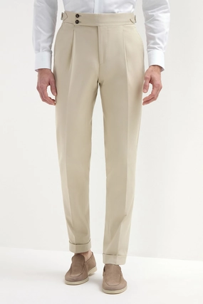 Beige cotton Soragna trousers - Made in Italy Snug Fit